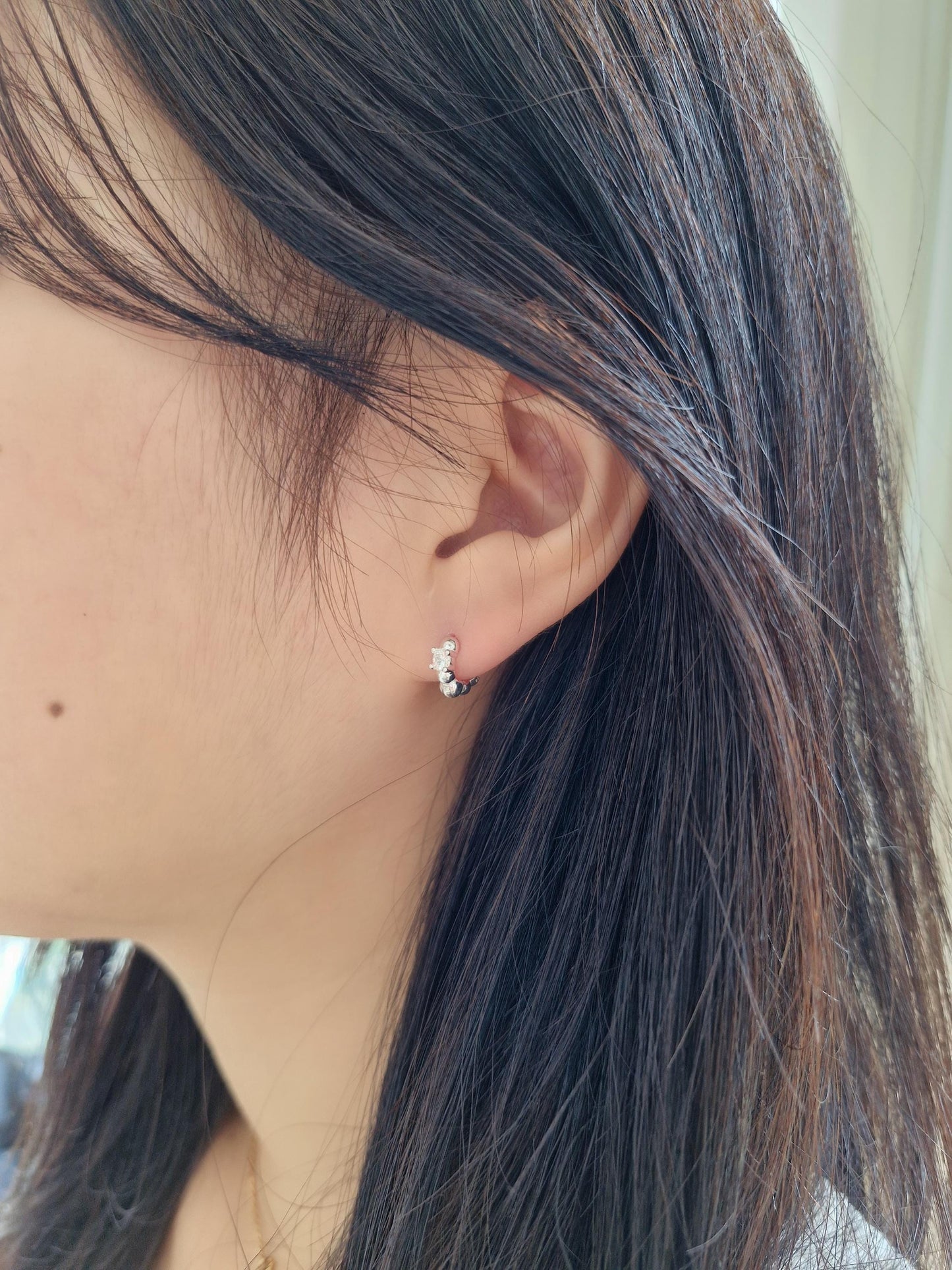 925 Silver Dot Mini Huggie Earrings. bubble ball huggie earrings.