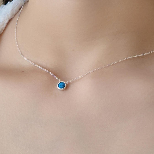 925 Silver Turquoise Pendant Necklace. minimal modernist style