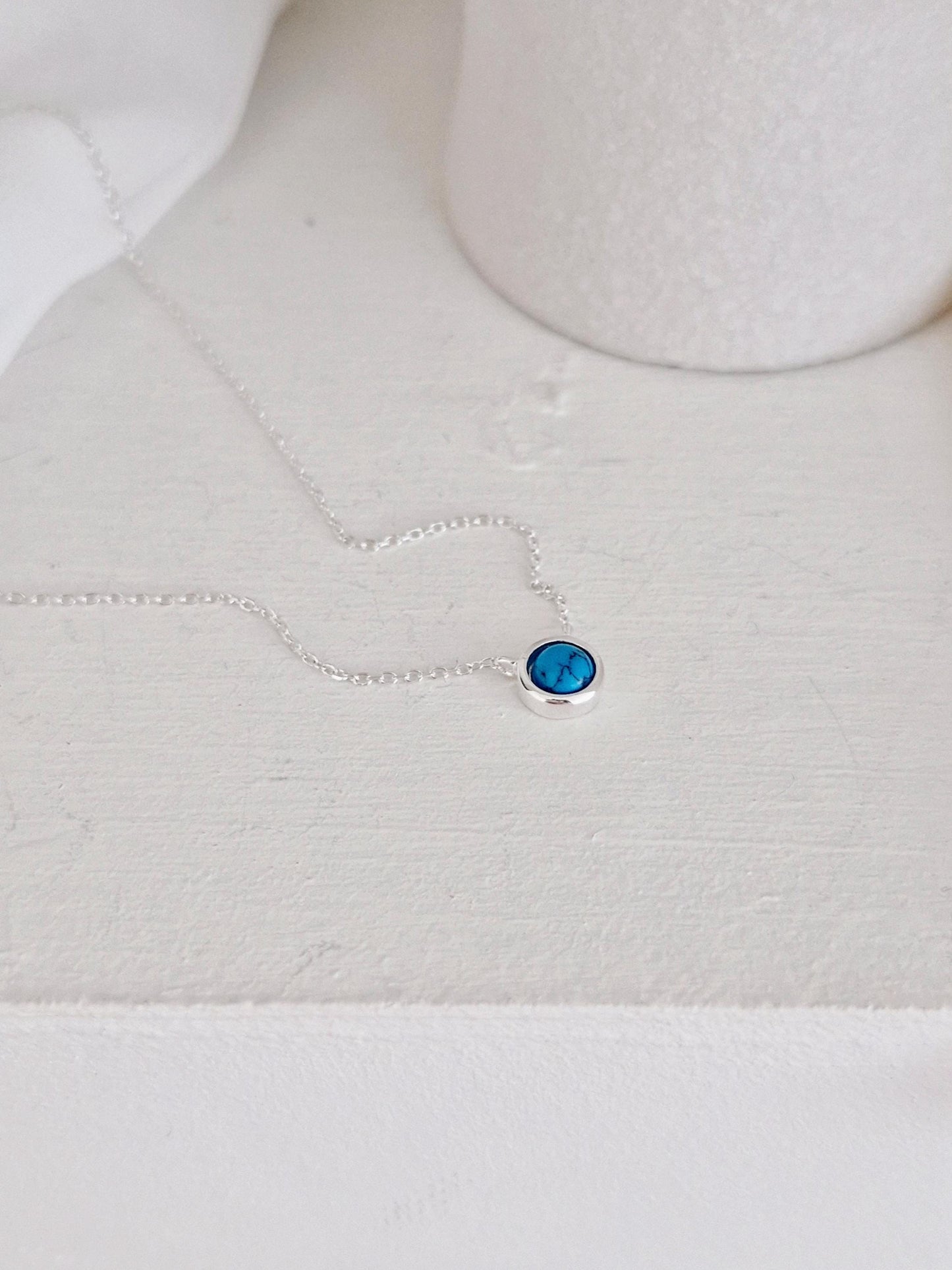 925 Silver Turquoise Pendant Necklace. minimal modernist style