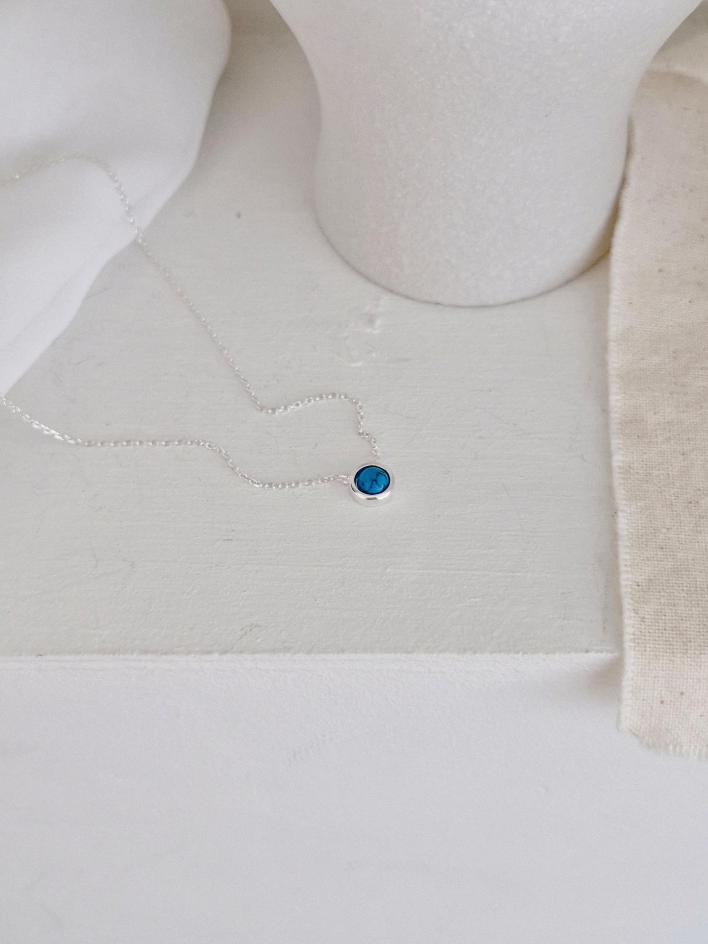 925 Silver Turquoise Pendant Necklace. minimal modernist style