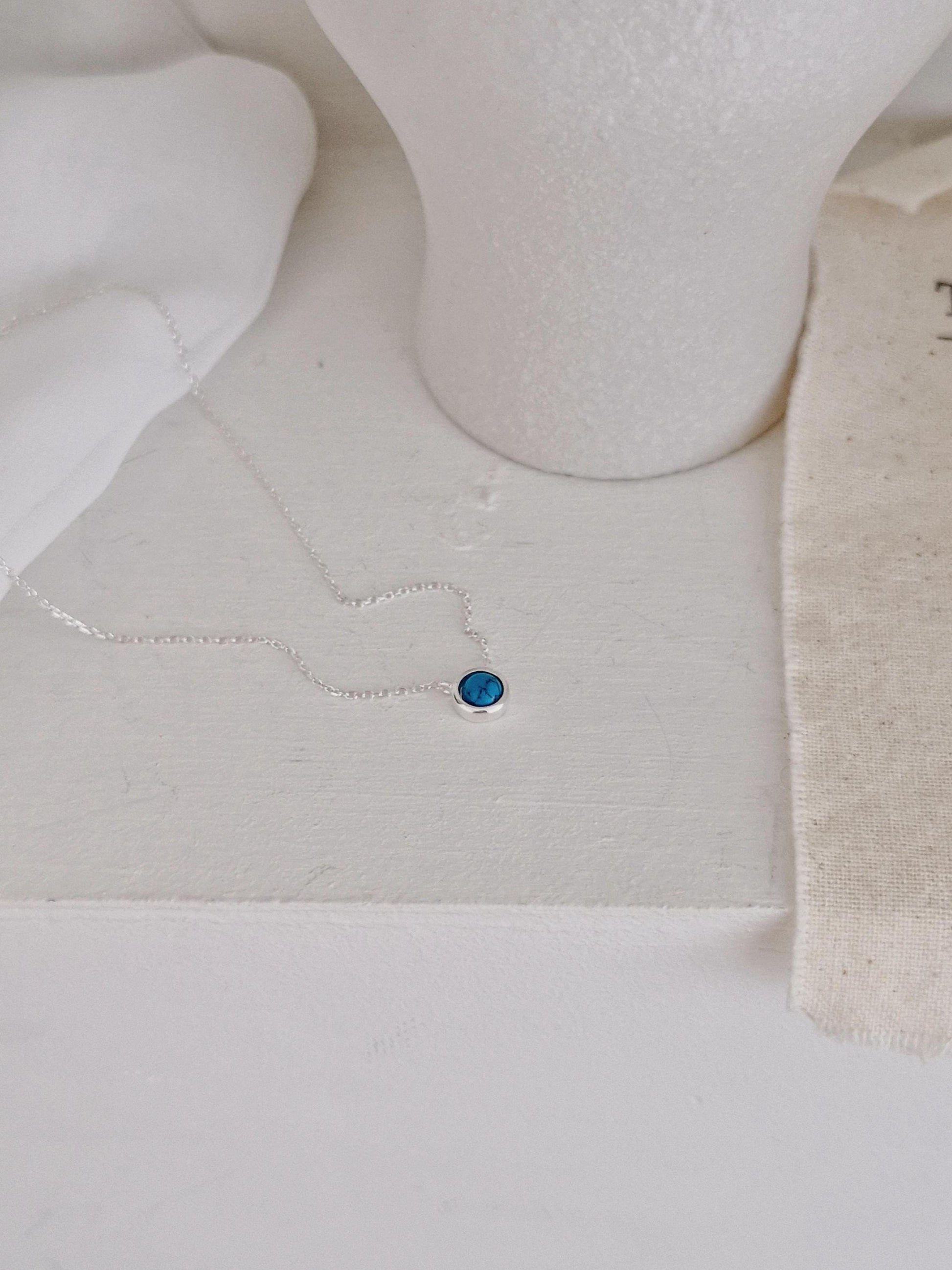 925 Silver Turquoise Pendant Necklace. minimal modernist style