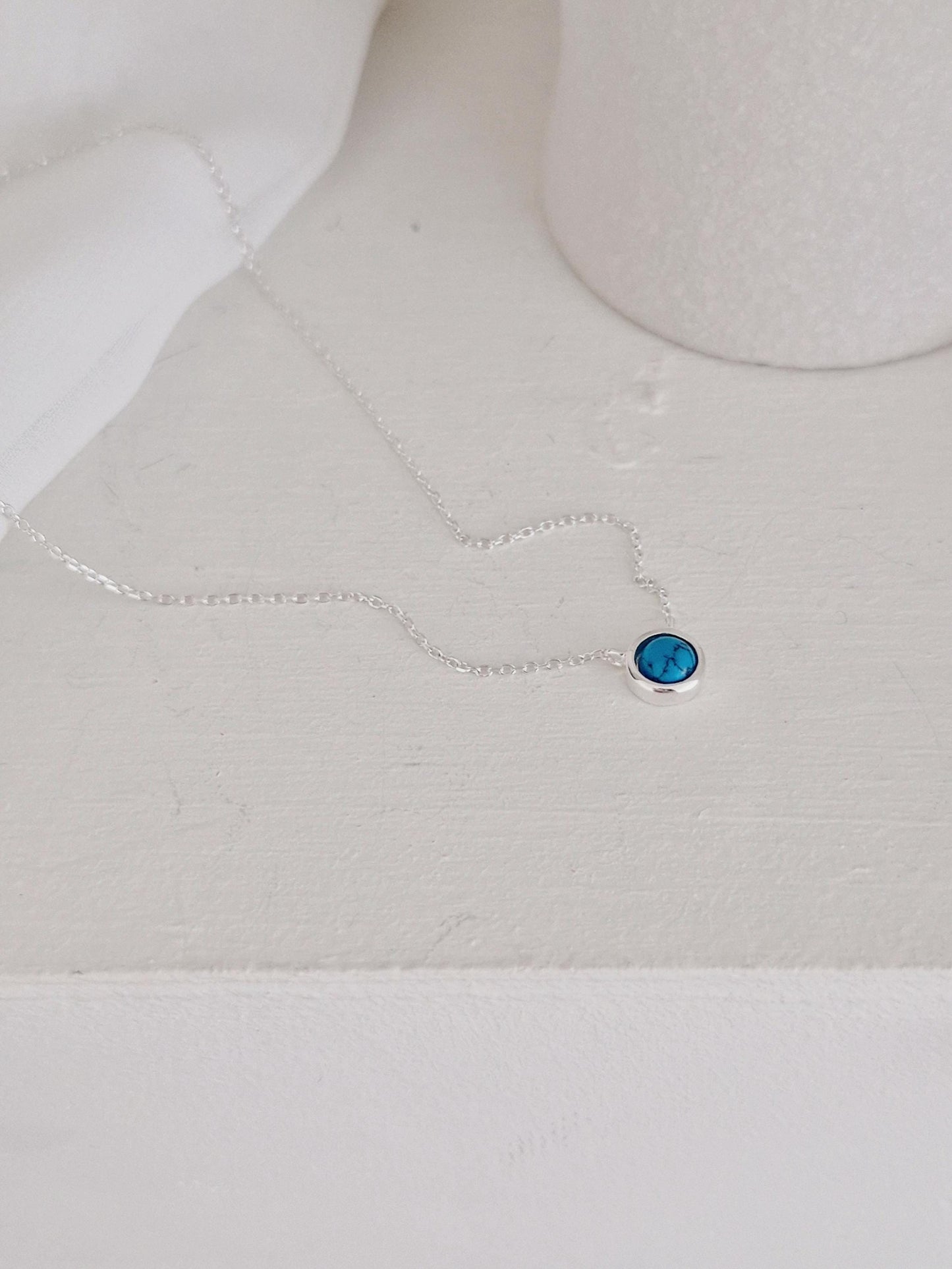 925 Silver Turquoise Pendant Necklace. minimal modernist style