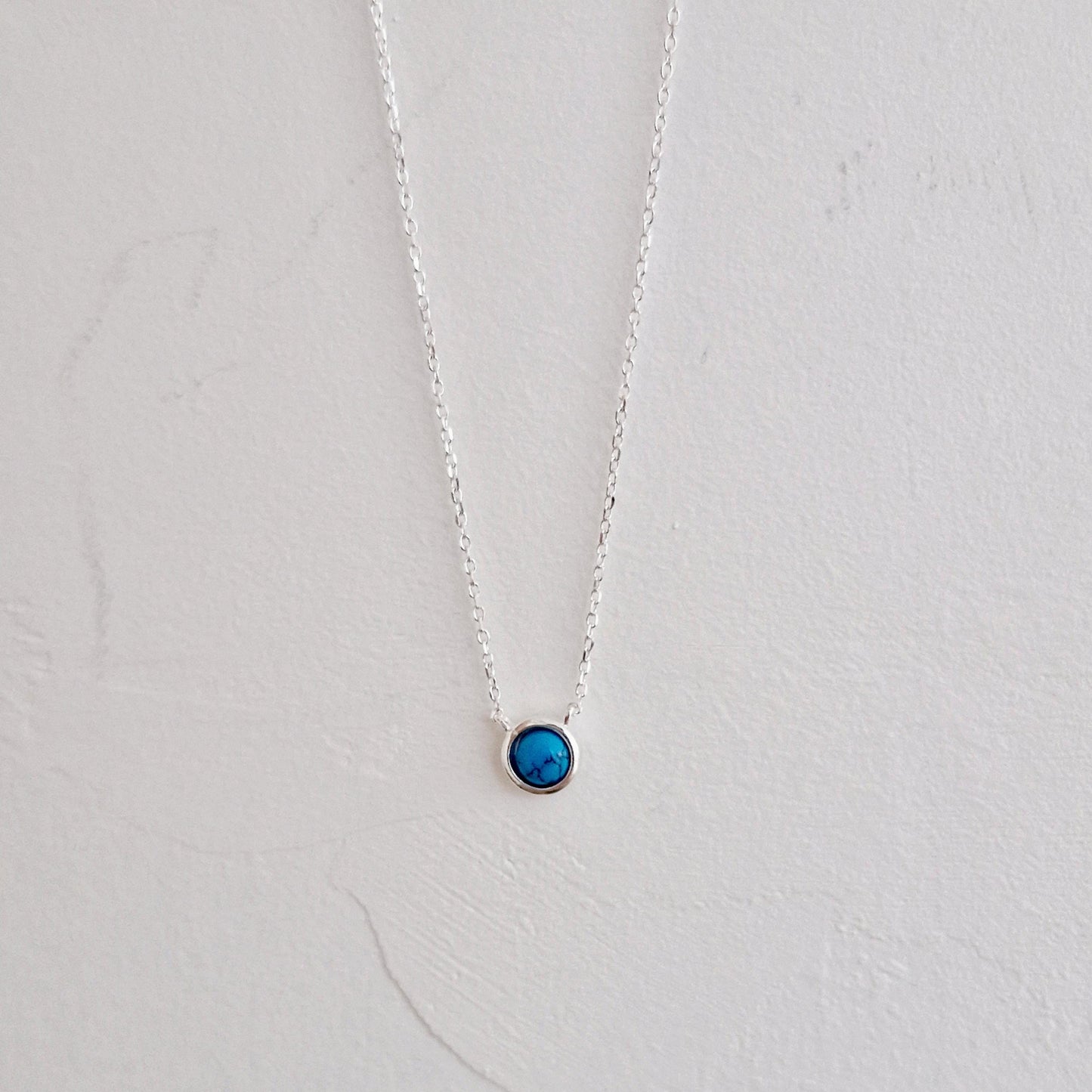 925 Silver Turquoise Pendant Necklace. minimal modernist style
