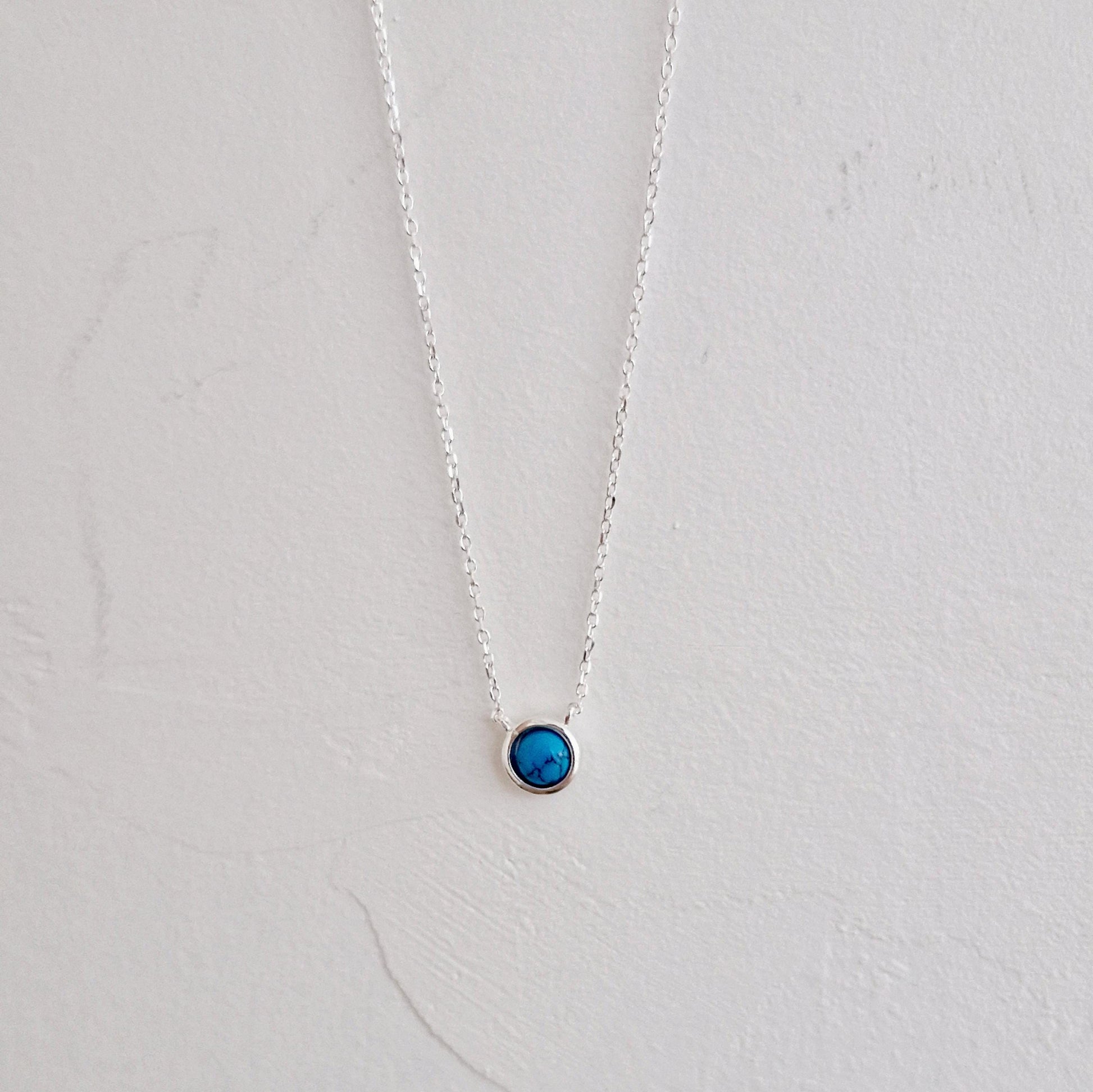 925 Silver Turquoise Pendant Necklace. minimal modernist style