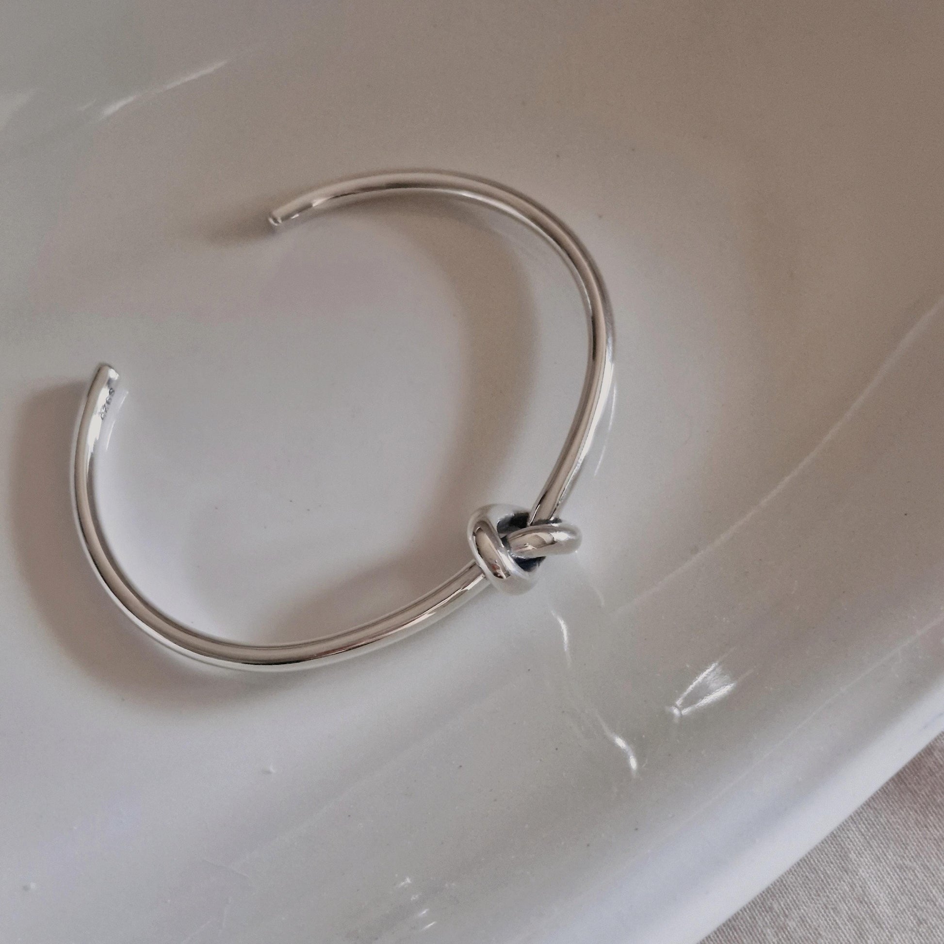 Sterling Silver Knot Cuff Bracelet bangle knoted infinity. bold chunky