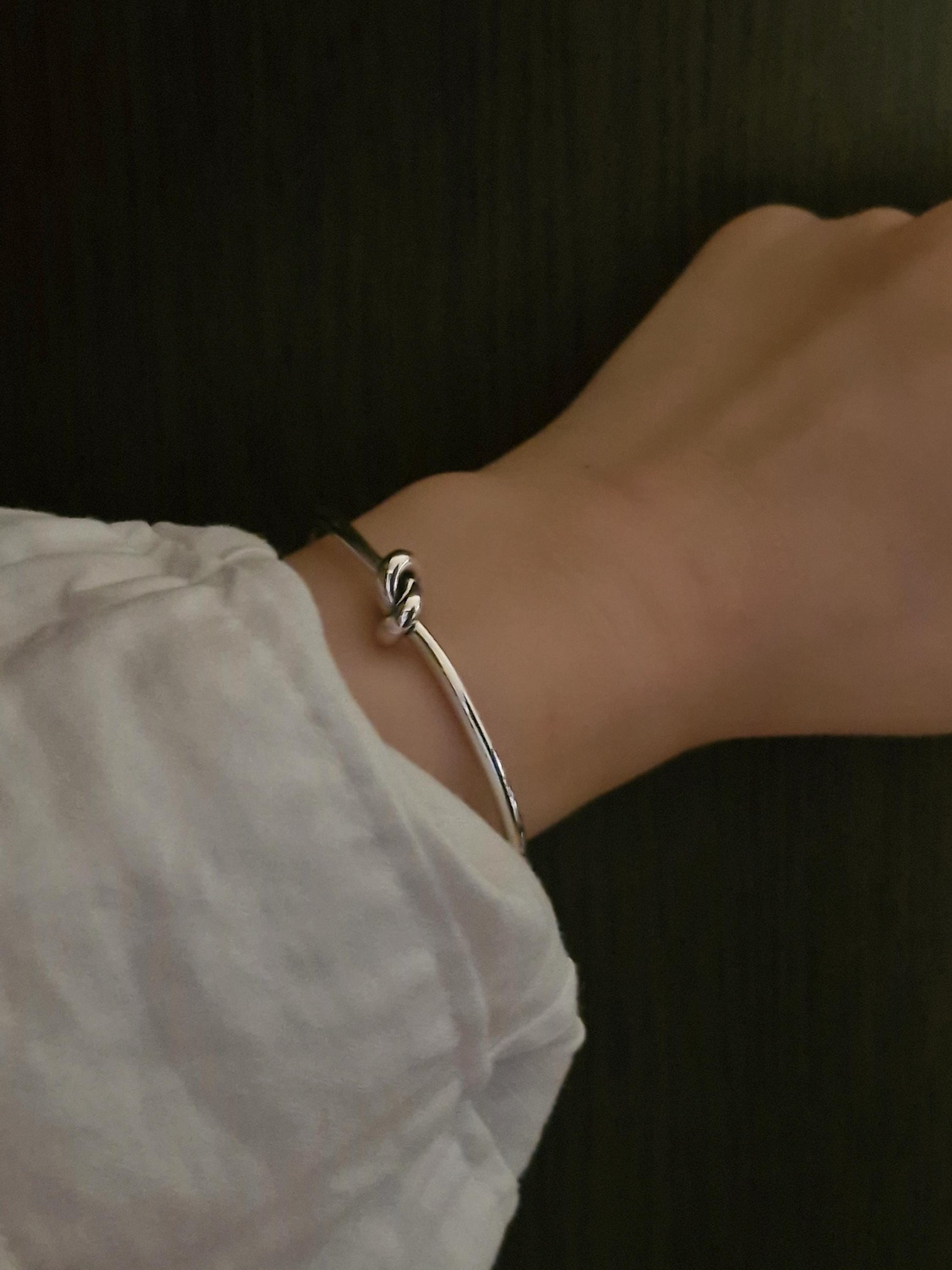 Sterling Silver Knot Cuff Bracelet bangle knoted infinity. bold chunky
