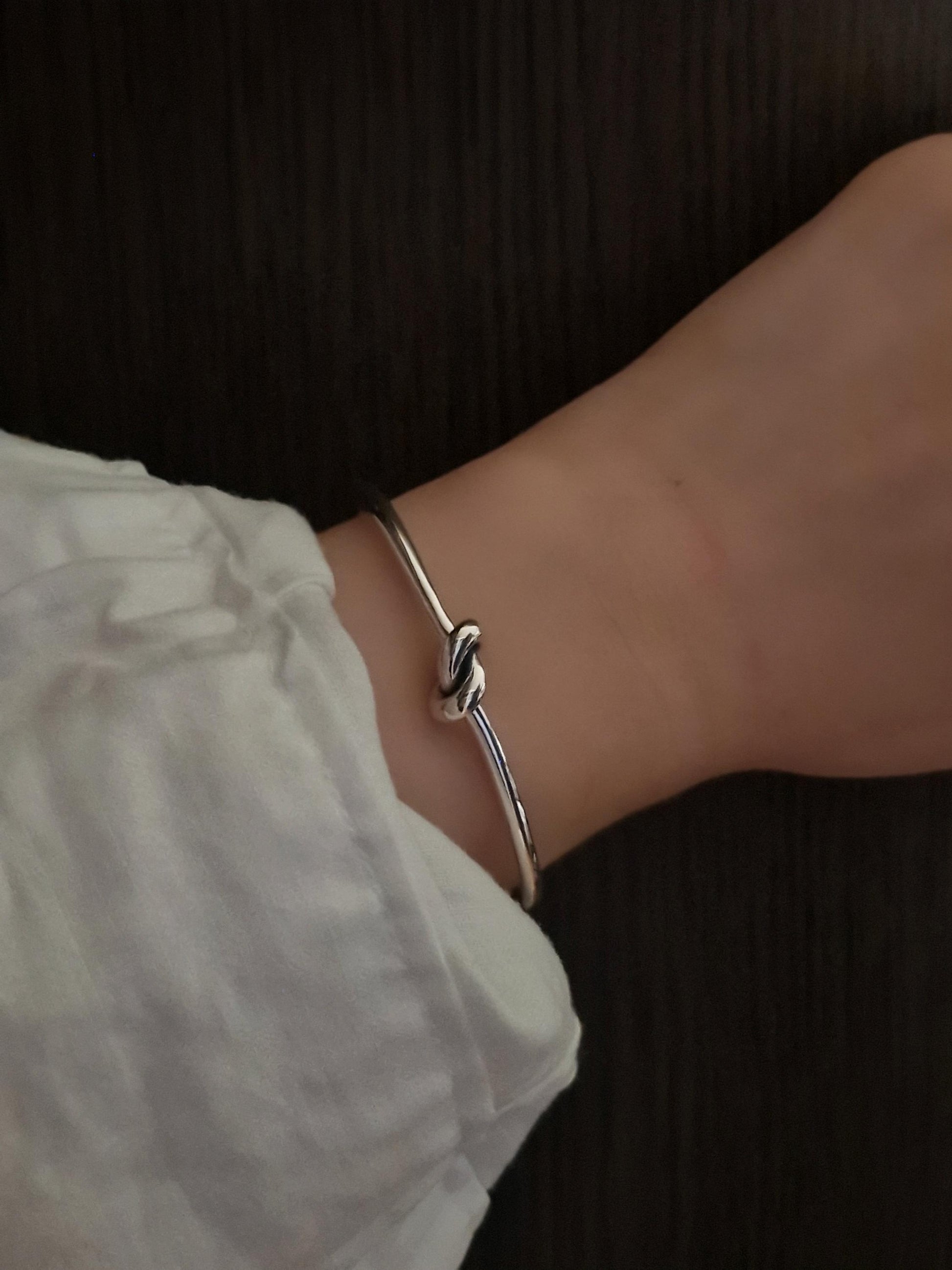 Sterling Silver Knot Cuff Bracelet bangle knoted infinity. bold chunky