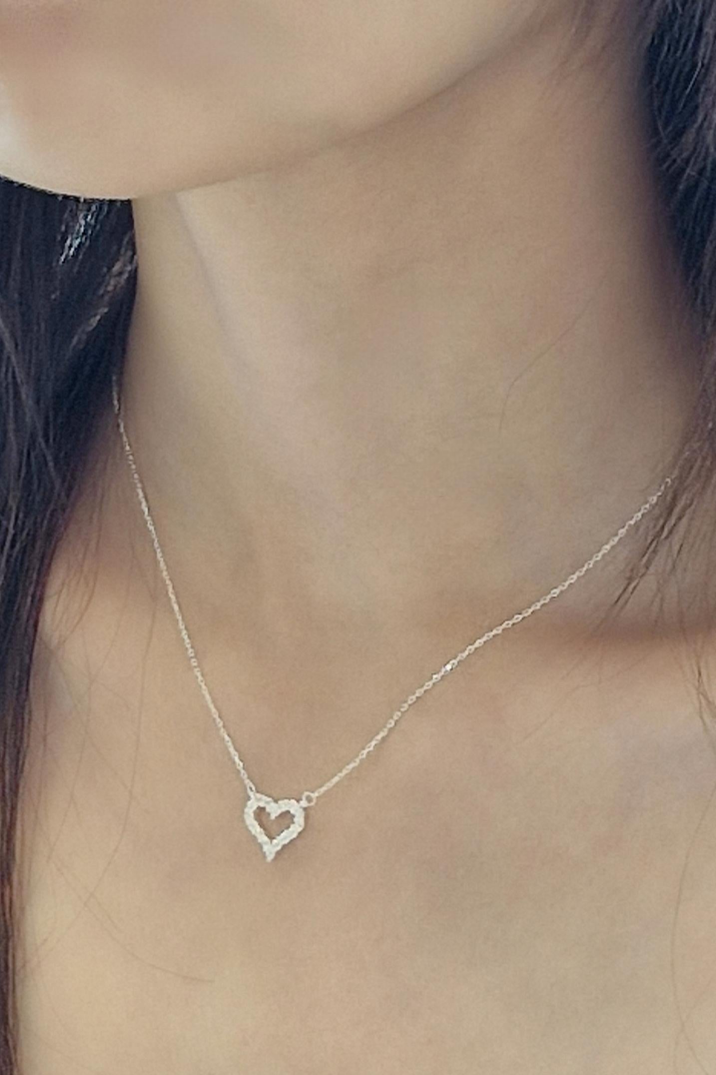 Sterling Silver Open Heart Necklace. for gift. lovely. silver 925