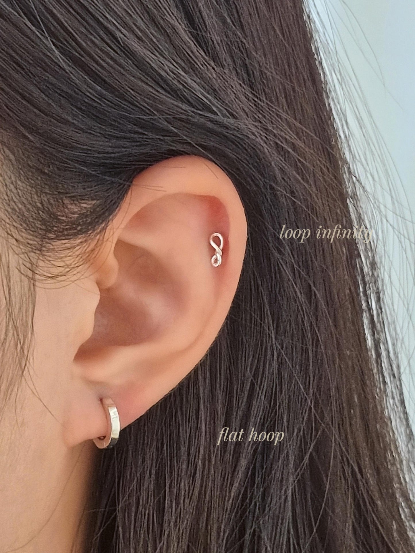 Sterling Silver Twisted Loop infinity Stud. Screw ball sterling silver piercing. Dainty.