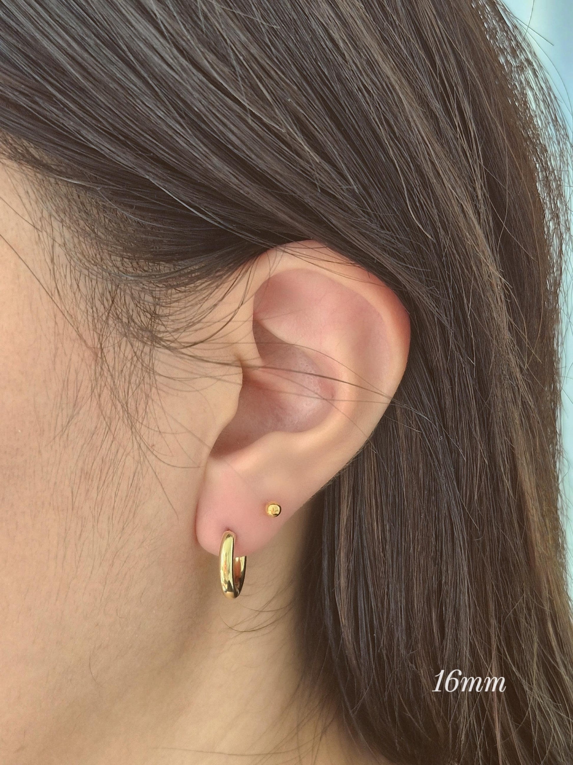 Sterling Silver hinge Hoop Earrings 3mm Thick – Small Hoop 11mm 13mm 16mm 20mm.  Chunky Minimalist Silver Hoops.