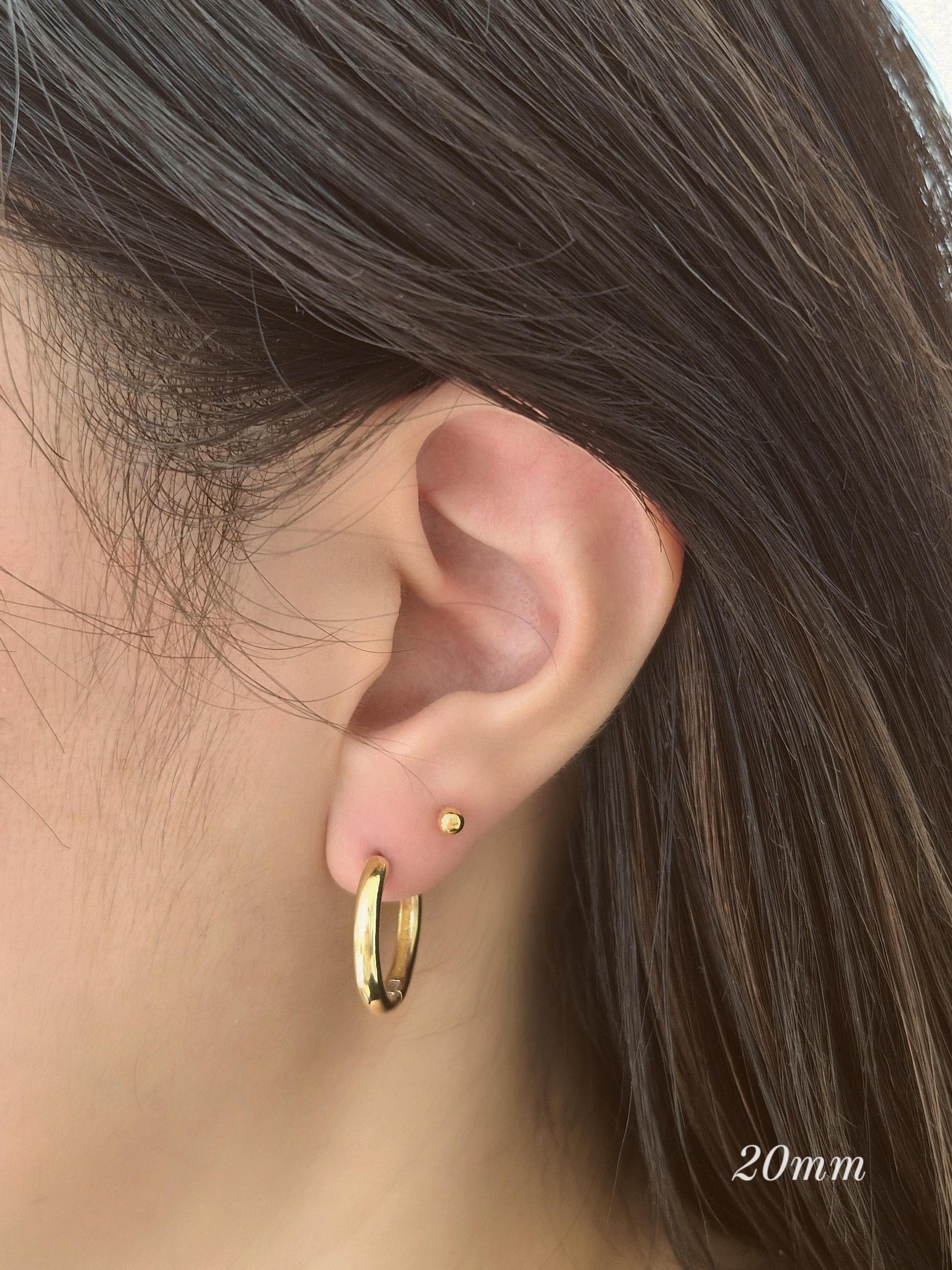 Sterling Silver hinge Hoop Earrings 3mm Thick – Small Hoop 11mm 13mm 16mm 20mm.  Chunky Minimalist Silver Hoops.