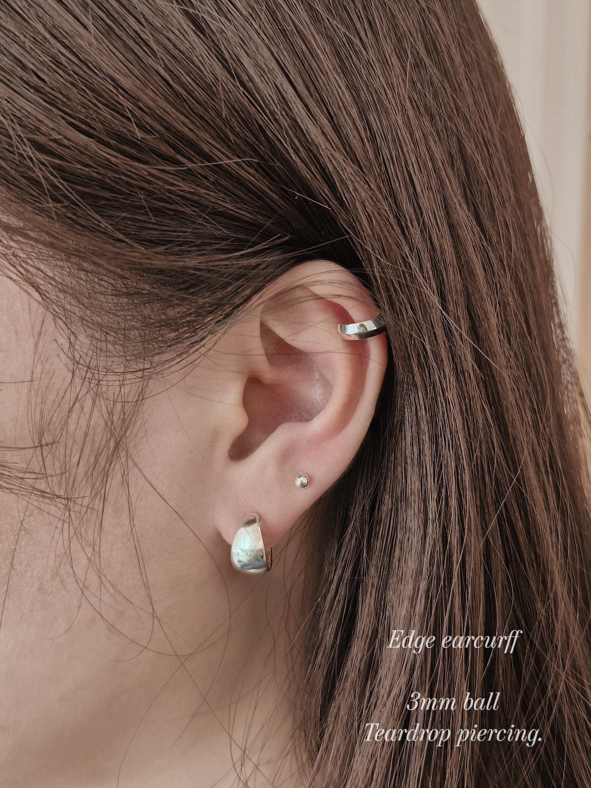 Sterling silver 925 Edge earcuff. Non piercing. Ear wrapp.
