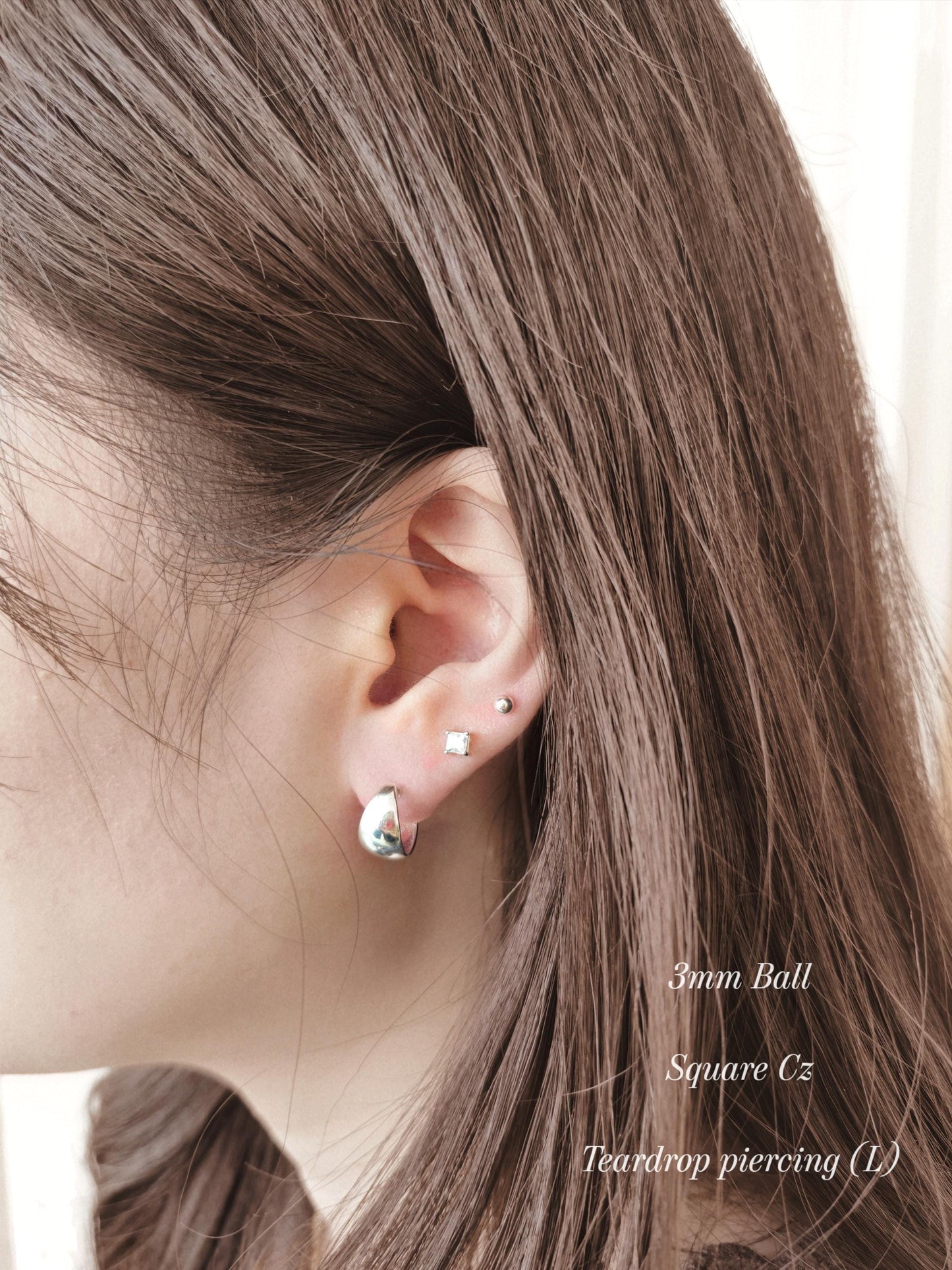 Sterling silver 925 teardrop huggie piercing. Silver Teardrop screwback. Domed huggie piercing.