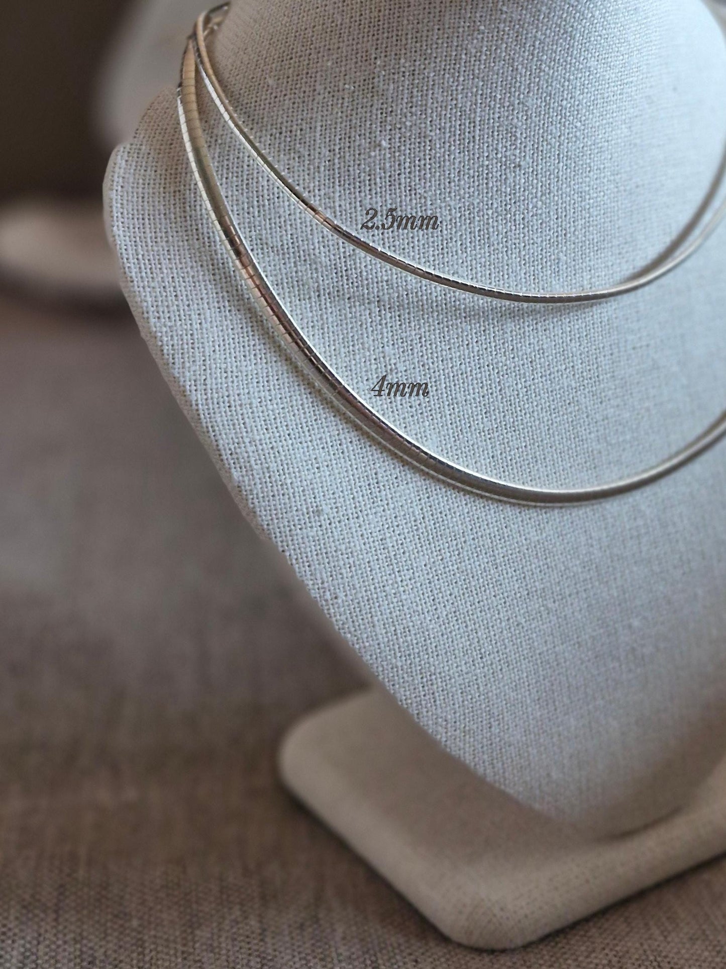 Timeless Omega chain Necklace in 925 Sterling Silver. 2.5mm & 4mm.