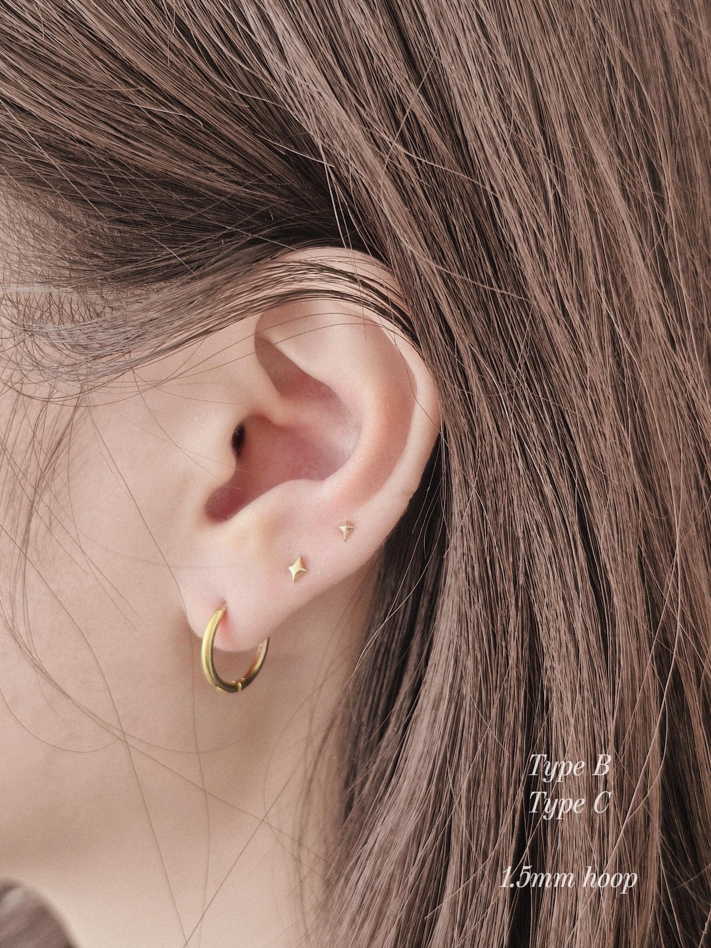 Tiny Star Stud piercing. solid gold 14k star screwball stud.