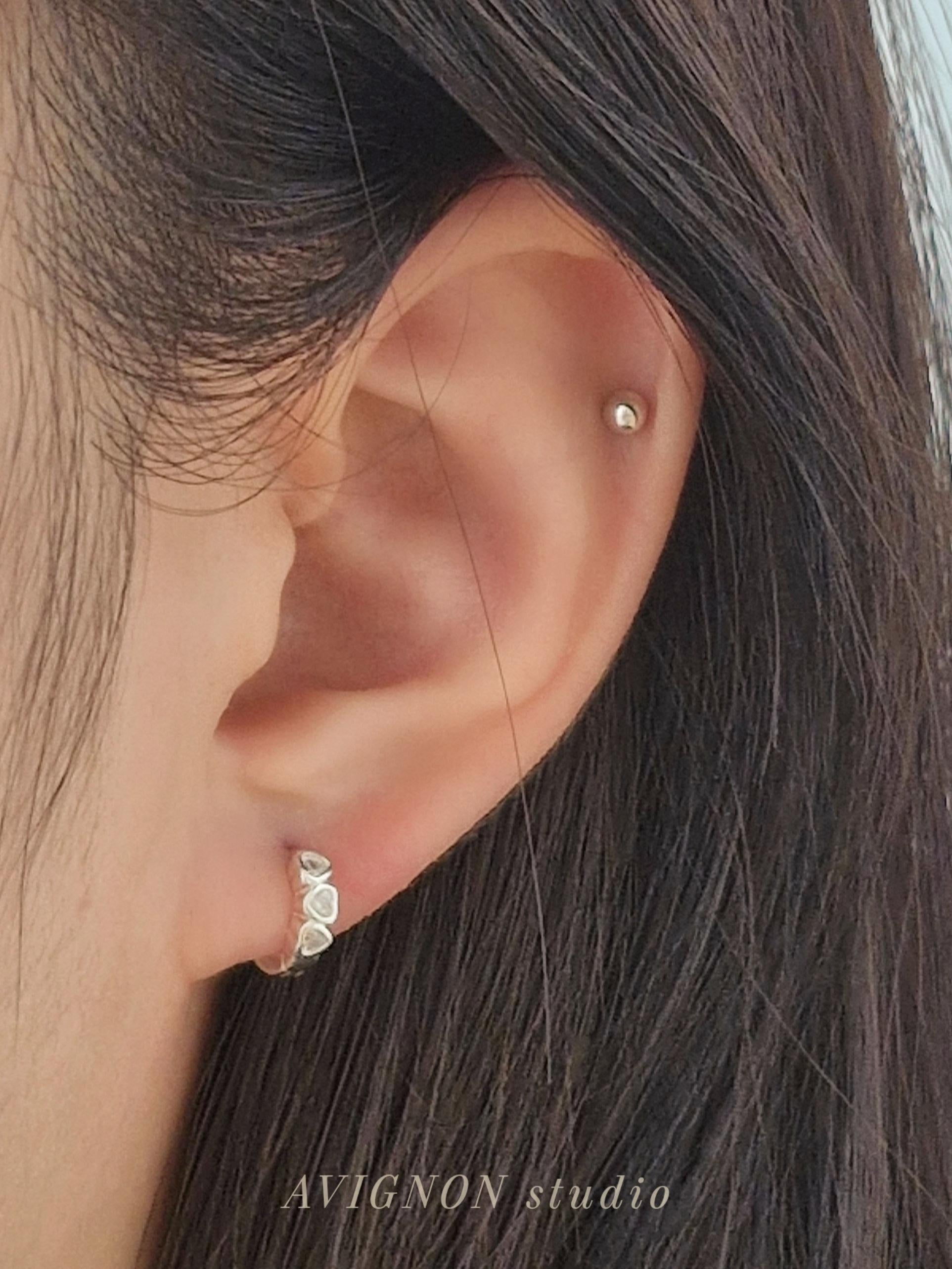 Triple Heart Huggie Earrings – Sterling Silver earring zirconia. Hinged CZ Clicker Hoop. clicker.