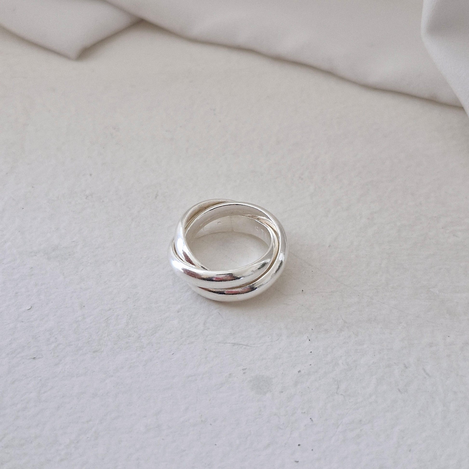 Triple Twist Ring trio ring bold ring sterling silver ring