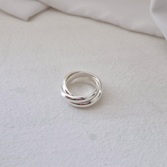 Triple Twist Ring trio ring bold ring sterling silver ring