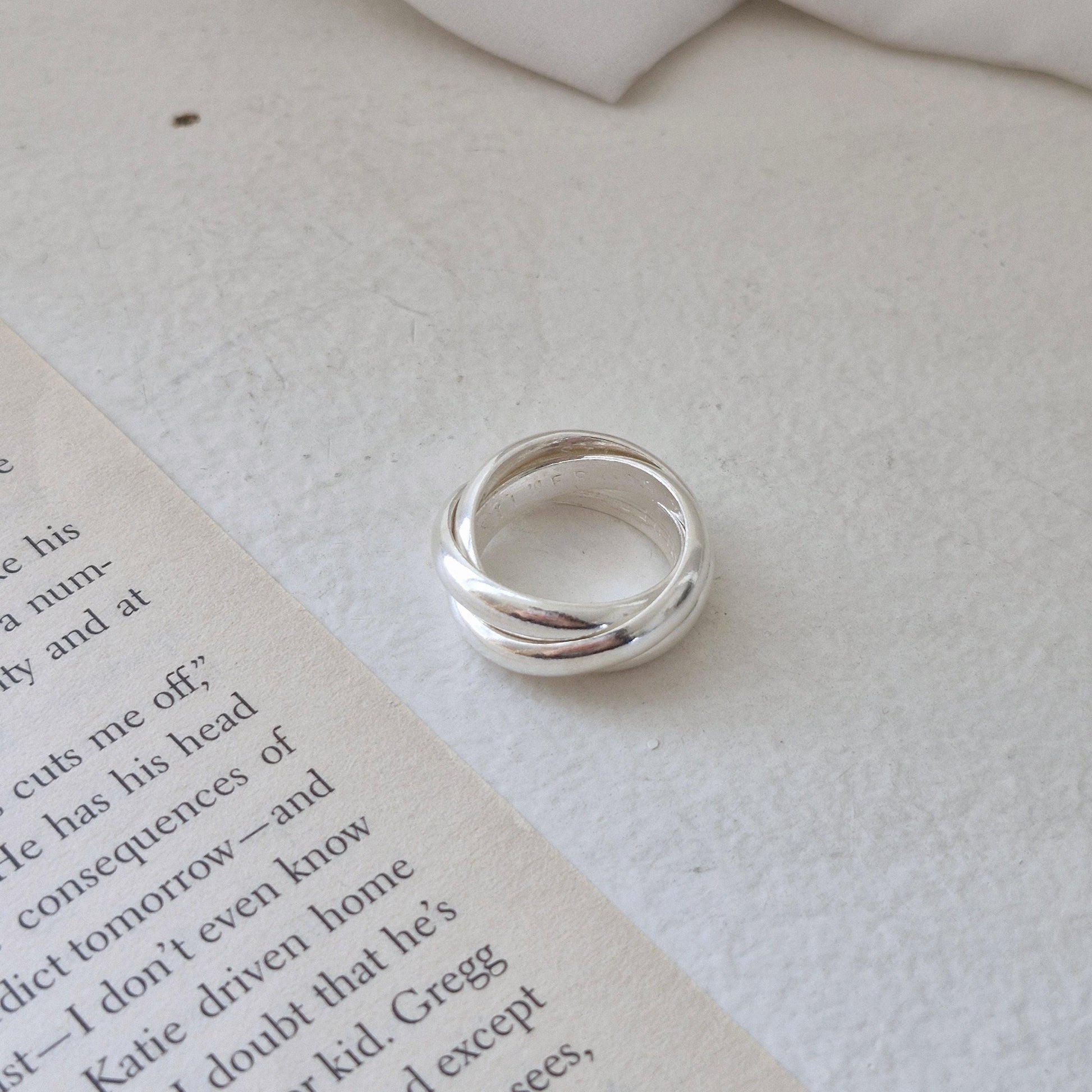 Triple Twist Ring trio ring bold ring sterling silver ring