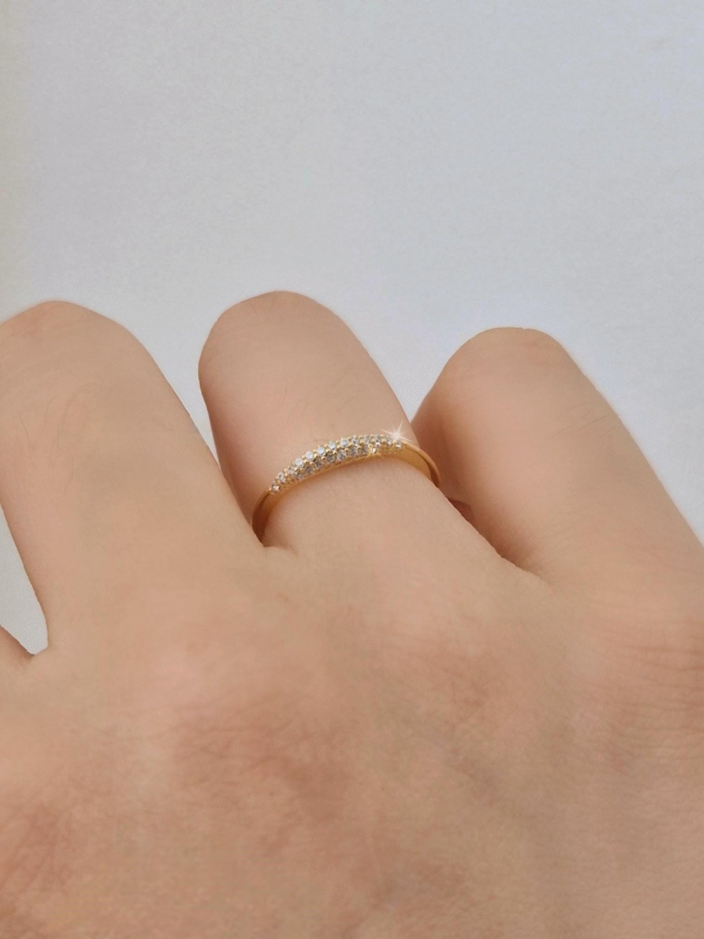 Twinkle Arc Ring. slim dome pave ring zirconia. 925 sterling ring. gold ring. stacktable ring delicate.