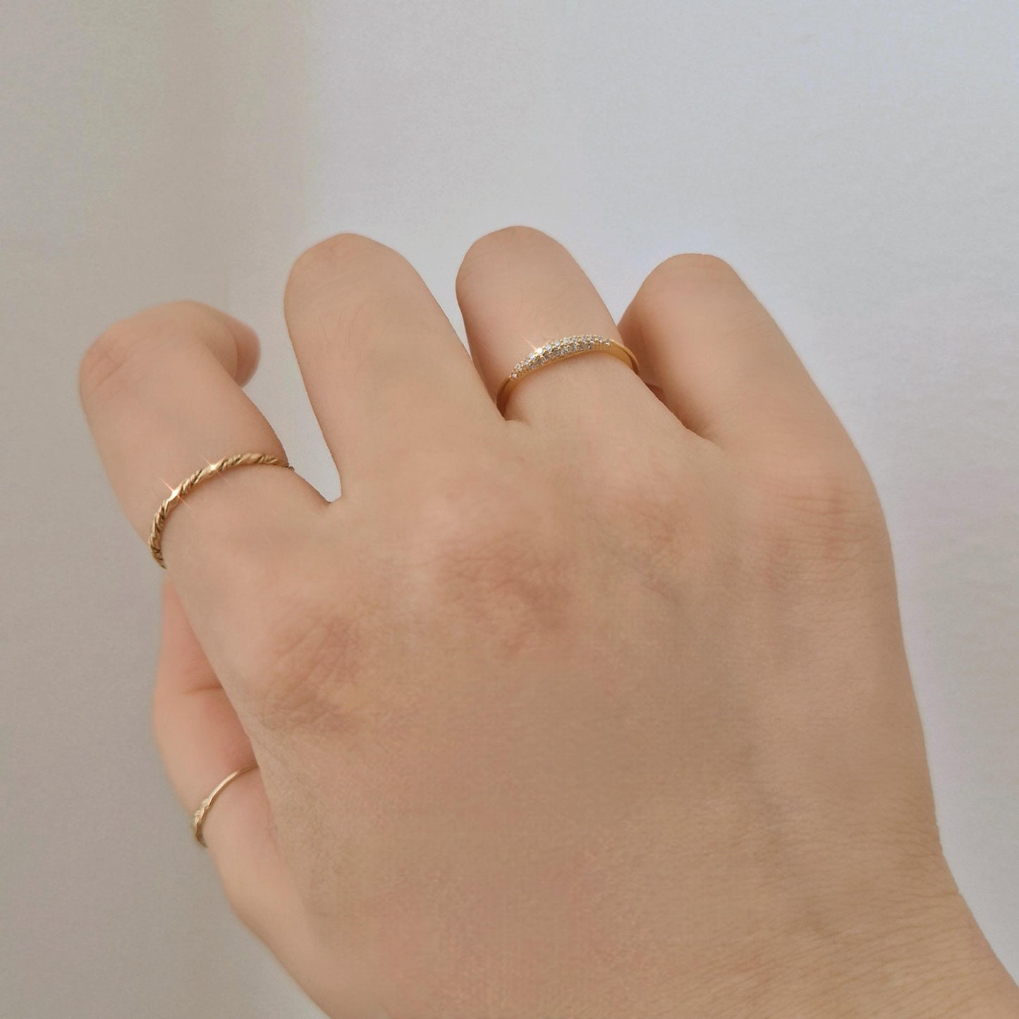 Twinkle Arc Ring. slim dome pave ring zirconia. 925 sterling ring. gold ring. stacktable ring delicate.