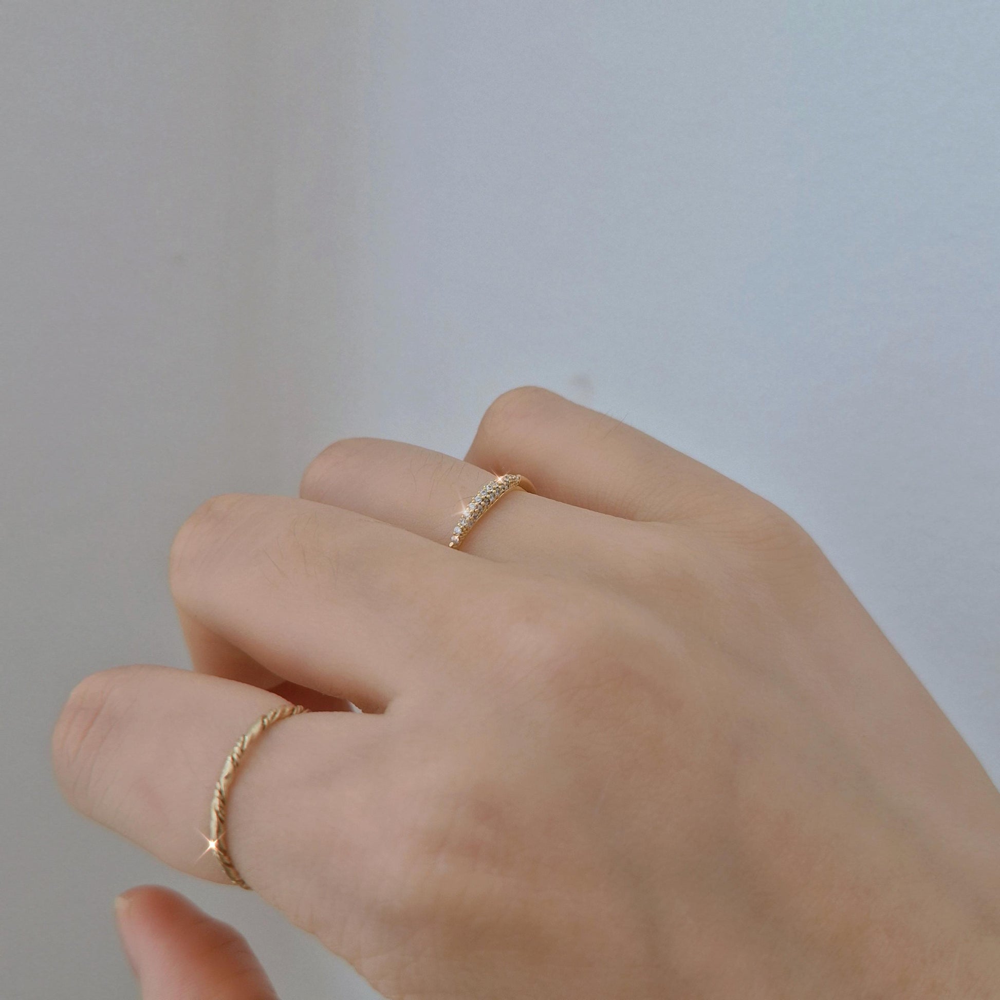 Twinkle Arc Ring. slim dome pave ring zirconia. 925 sterling ring. gold ring. stacktable ring delicate.