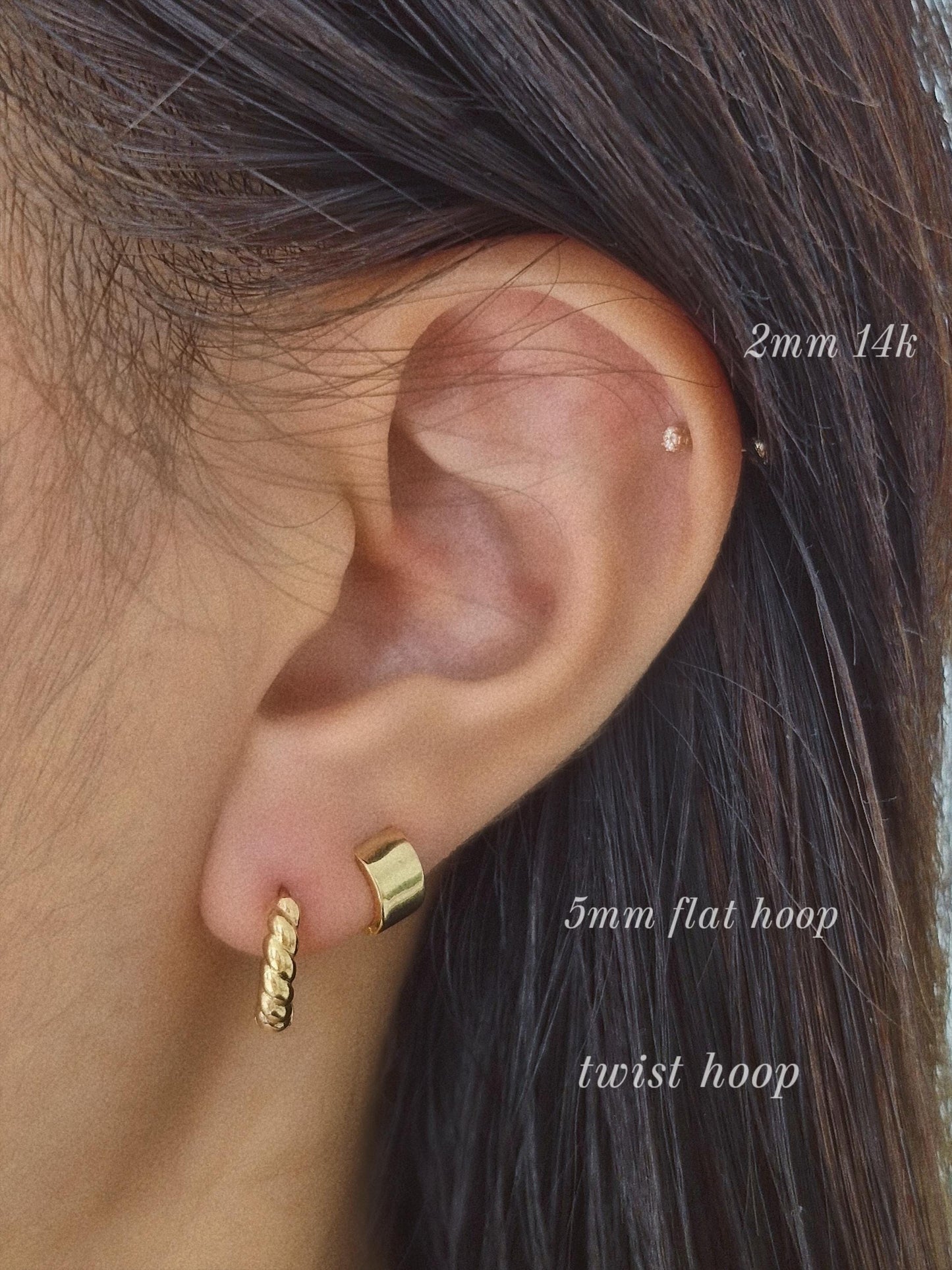 Twisted Hoop Earrings. Dainty sterling silver earrings. Twisted hinge Huggie.Croissant hoop earrings.