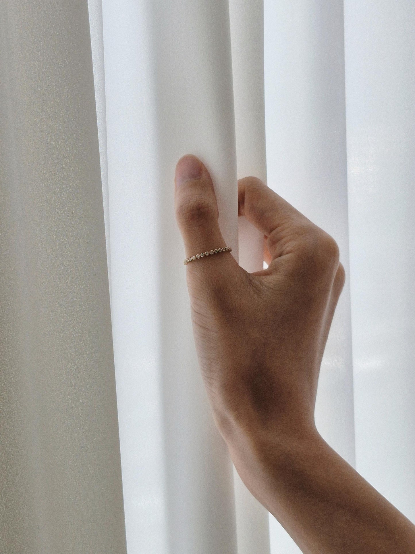 claire 14k solid real gold ring statement. eyernity diamonds ring. full eternity ring. lovely ring. anniversary gift.