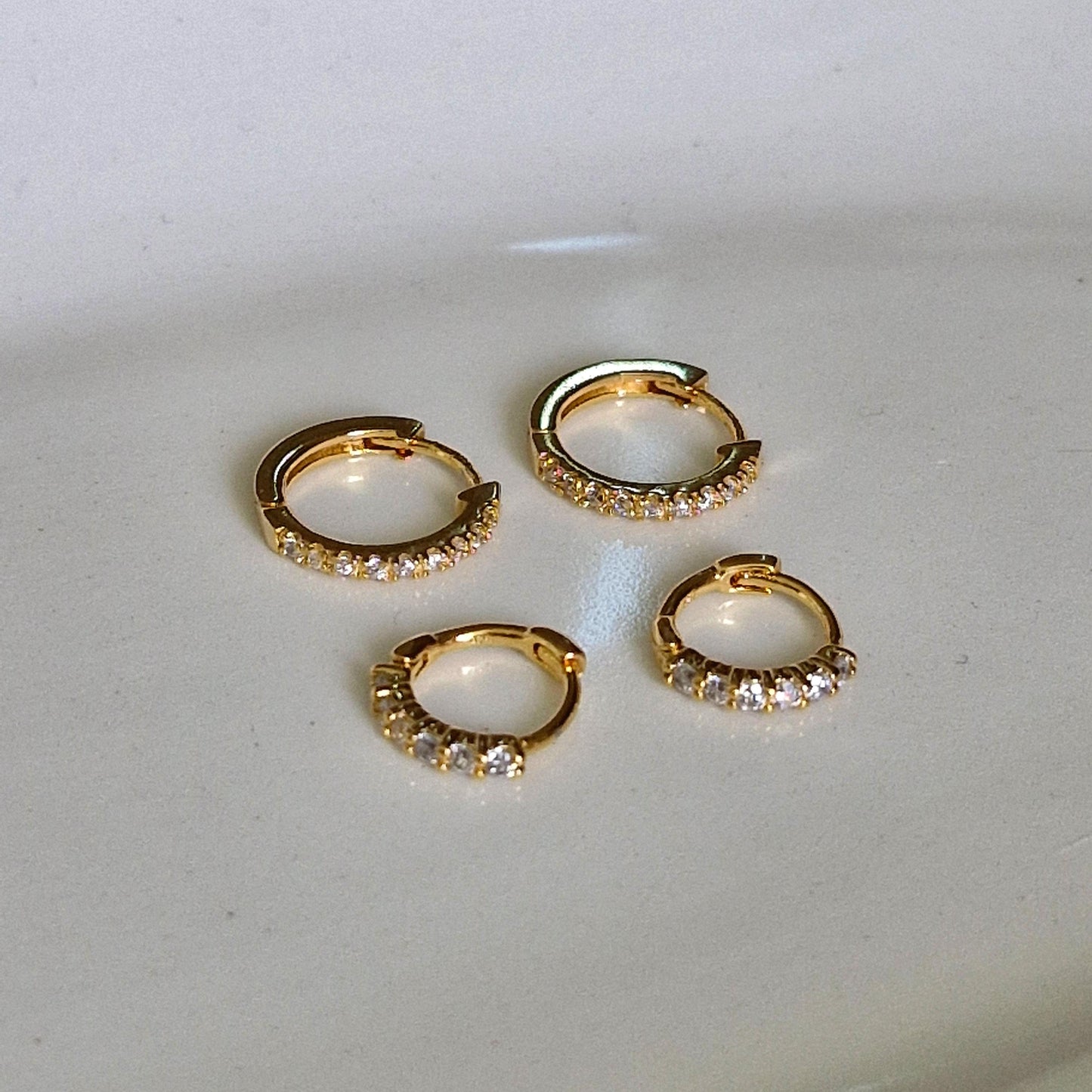 dainty pave Huggie Earrings 7mm, 9mm . sterling silver earrings huggie. pave huggie earrings.