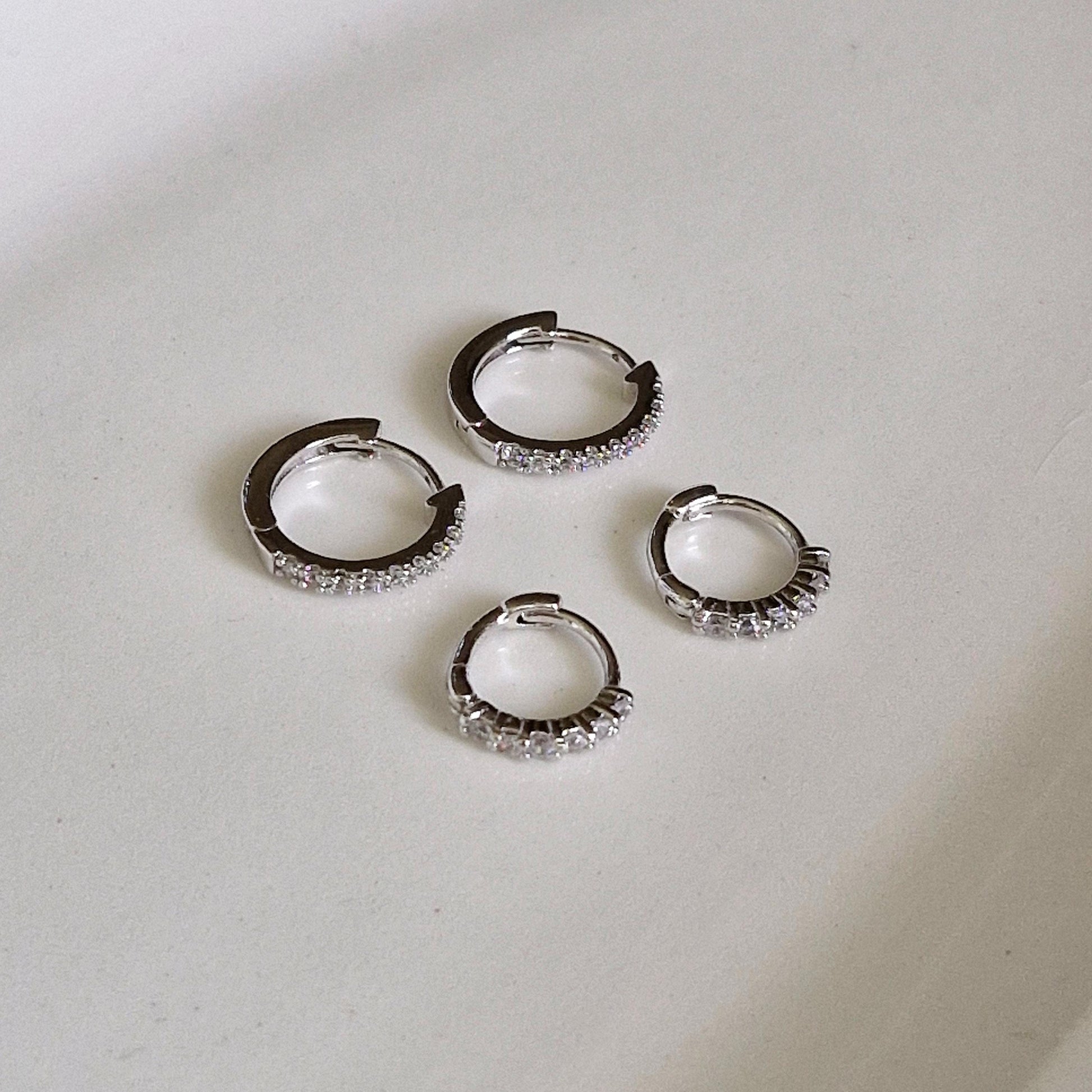 dainty pave Huggie Earrings 7mm, 9mm . sterling silver earrings huggie. pave huggie earrings.