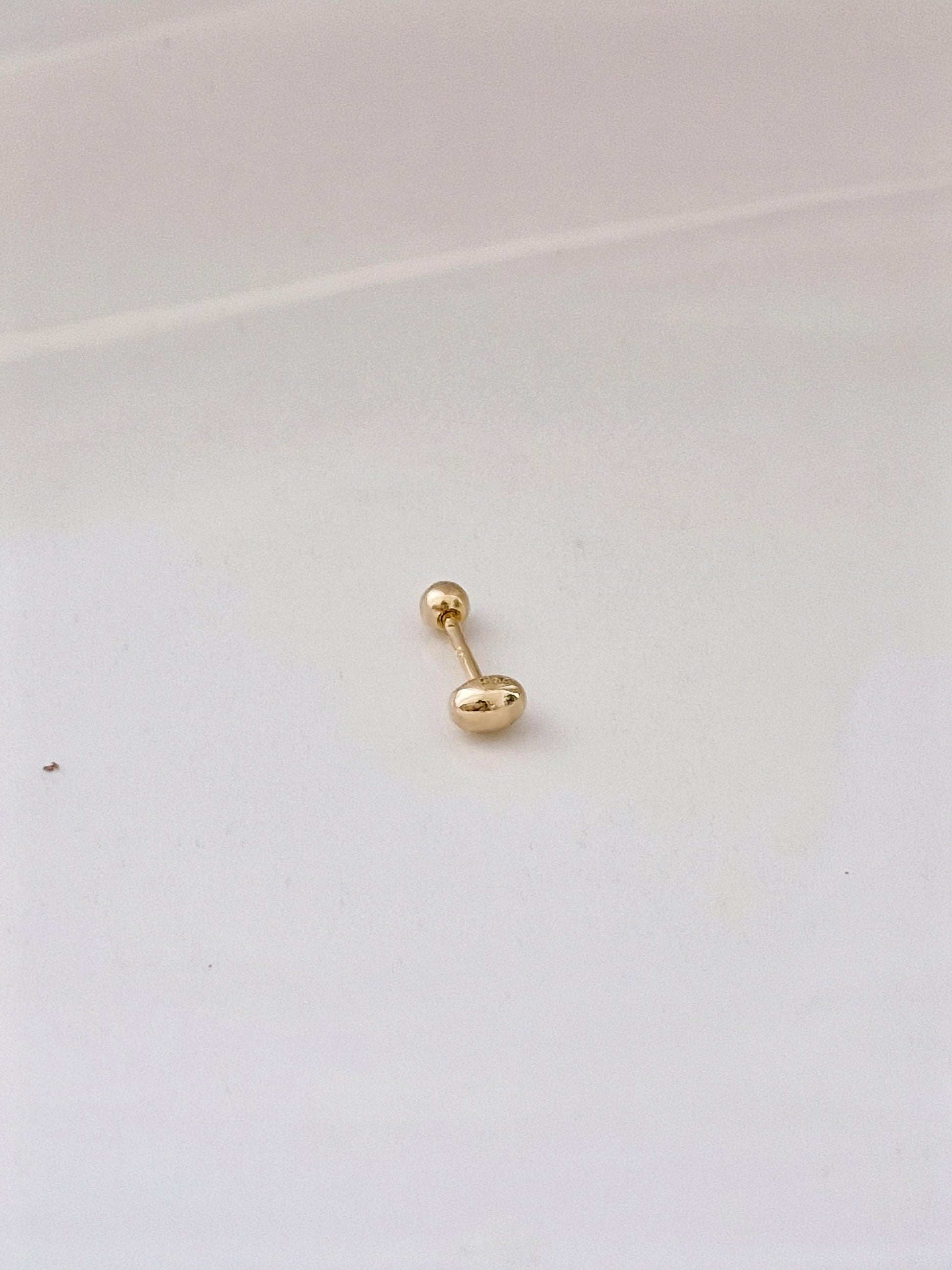 egg oval ball stud screwball screwback earring. oval ball piercing sterling silver 925. barbell 5/16, 19G. (Price for single.)