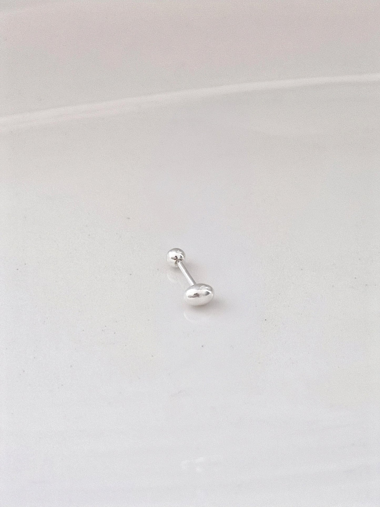 egg oval ball stud screwball screwback earring. oval ball piercing sterling silver 925. barbell 5/16, 19G. (Price for single.)