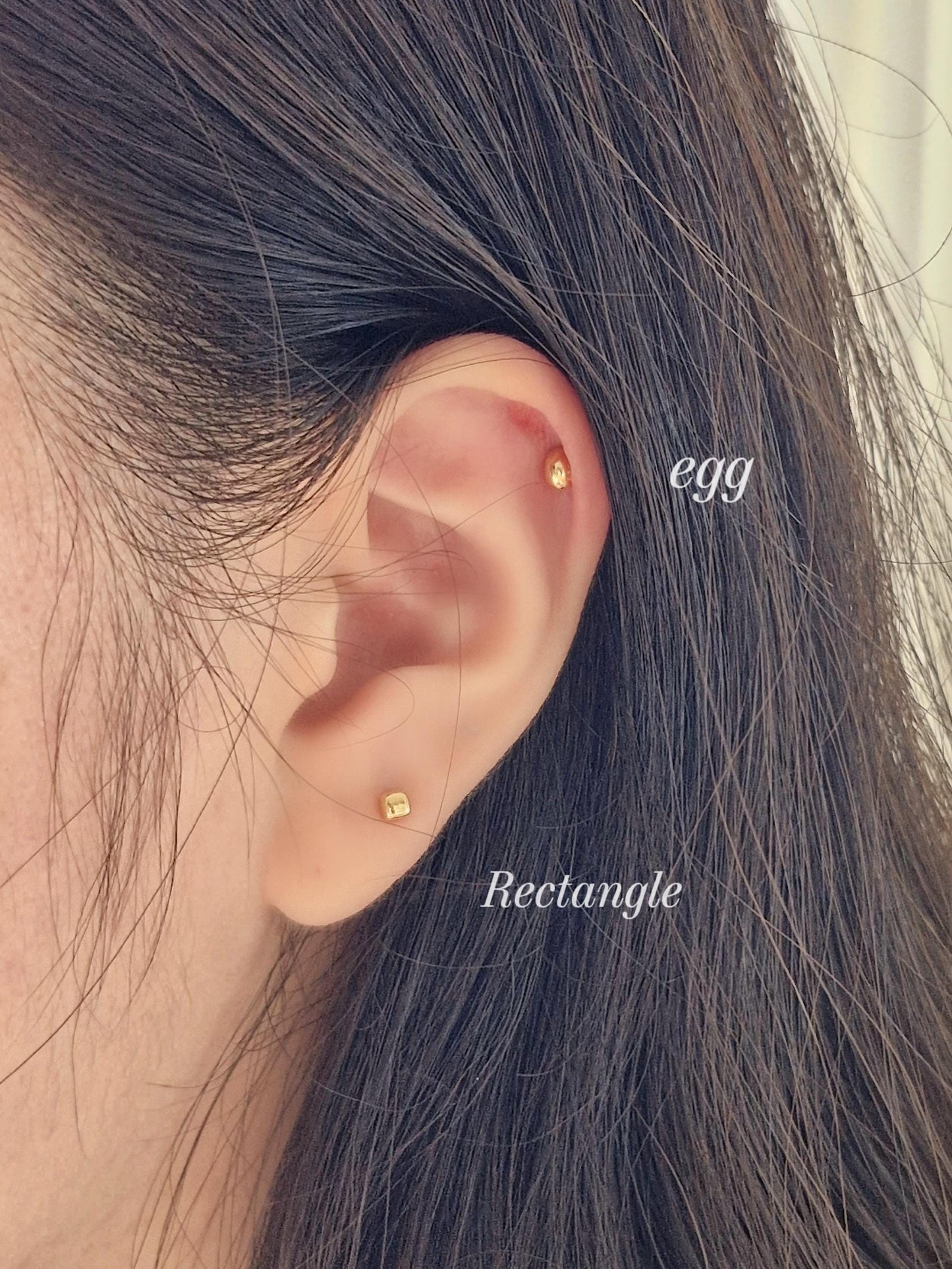 egg oval ball stud screwball screwback earring. oval ball piercing sterling silver 925. barbell 5/16, 19G. (Price for single.)