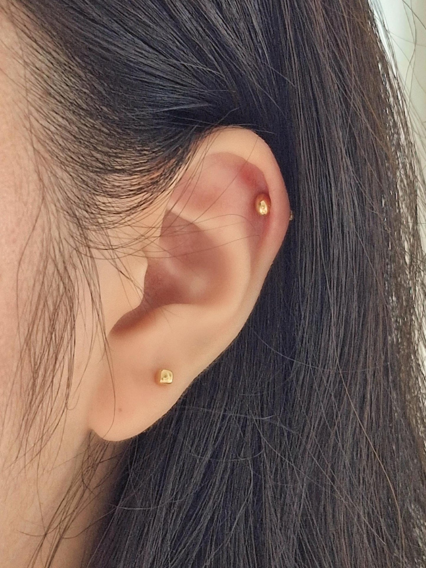 egg oval ball stud screwball screwback earring. oval ball piercing sterling silver 925. barbell 5/16, 19G. (Price for single.)