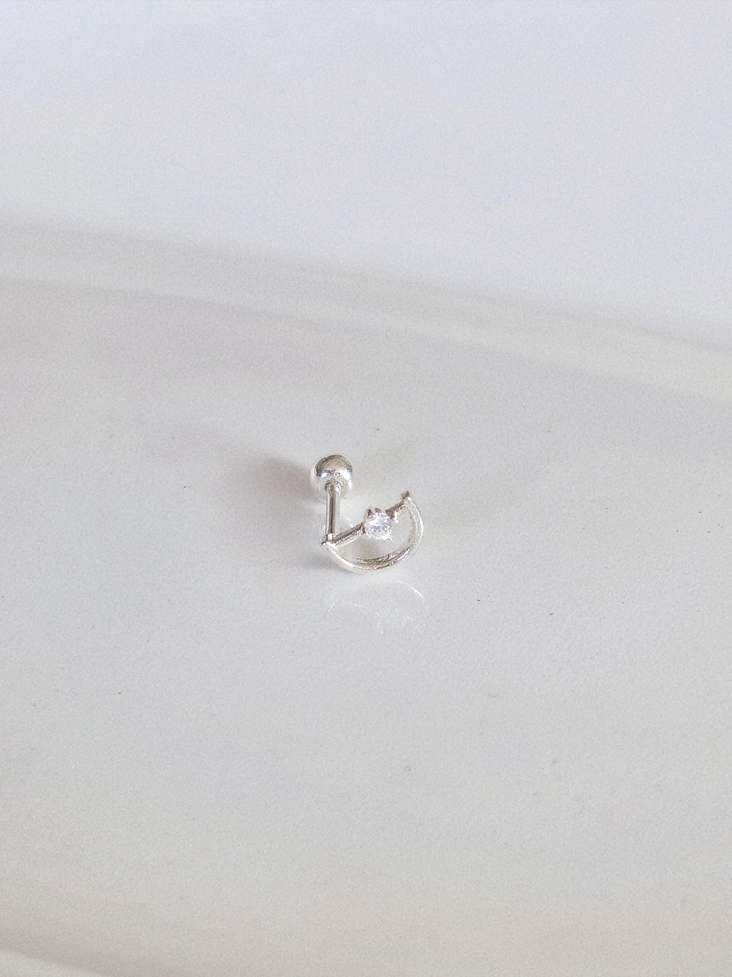 half moon cubic piercing. sterling silver 925 piercing.
