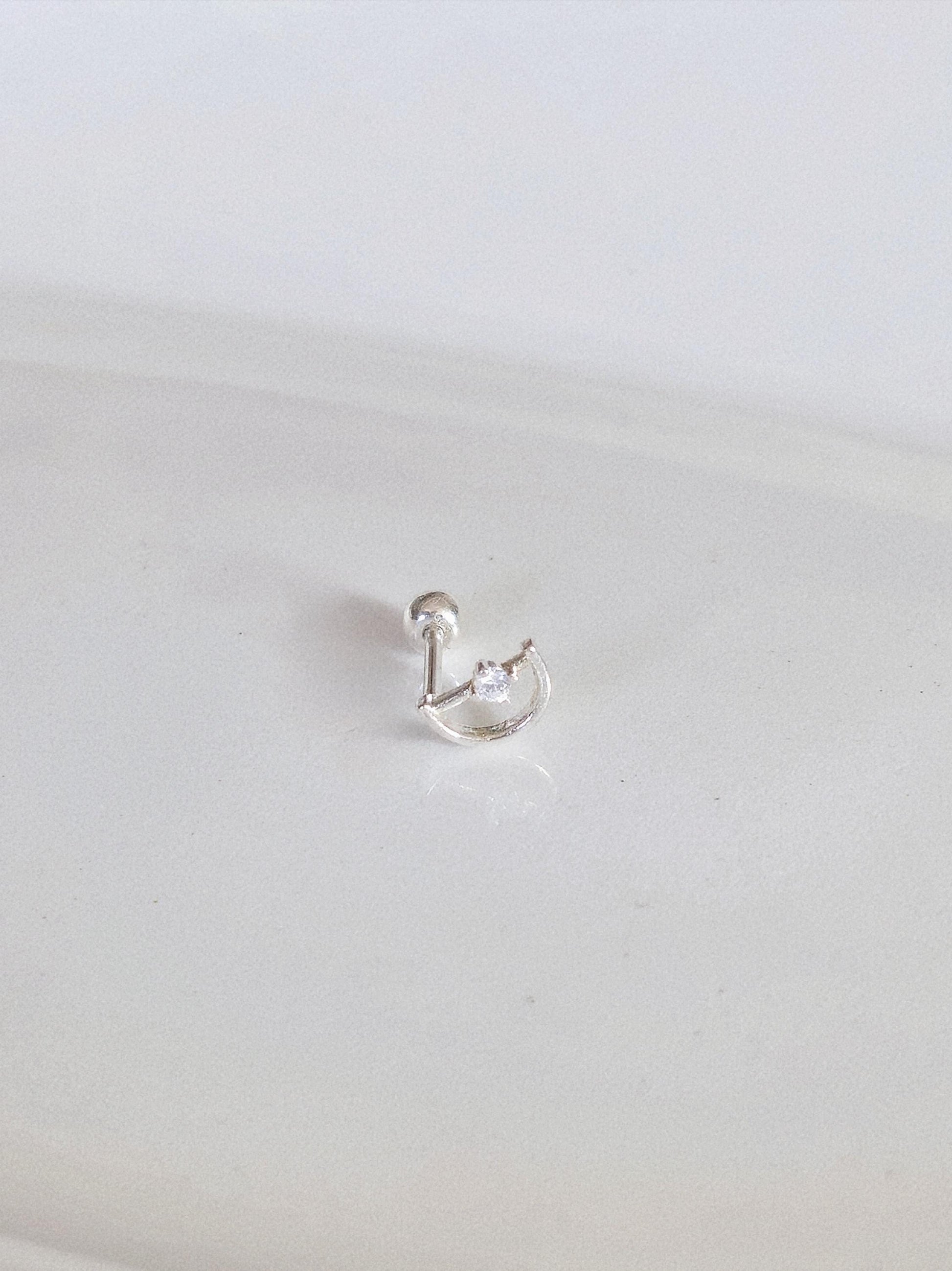 half moon cubic piercing. sterling silver 925 piercing.