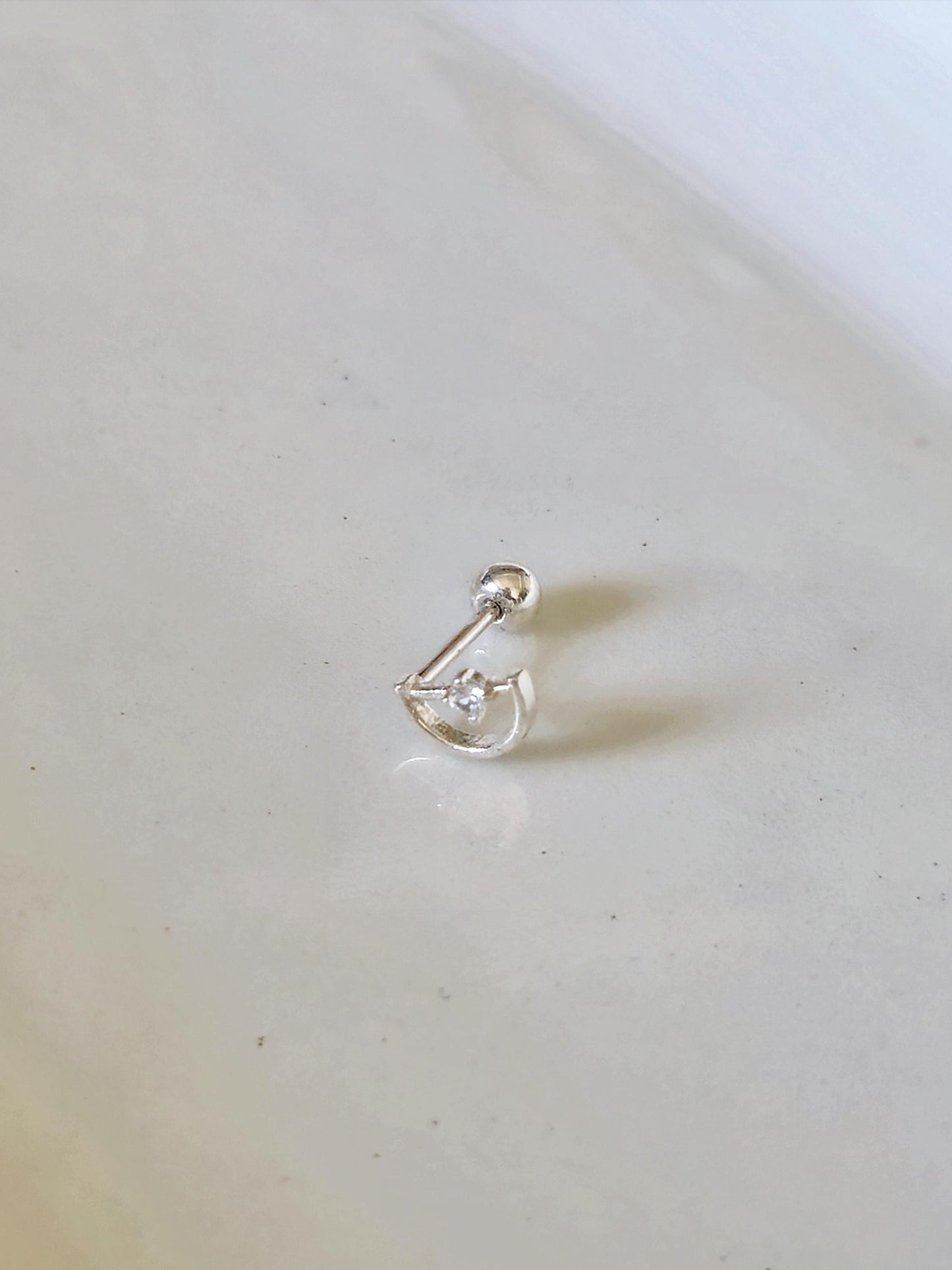 half moon cubic piercing. sterling silver 925 piercing.