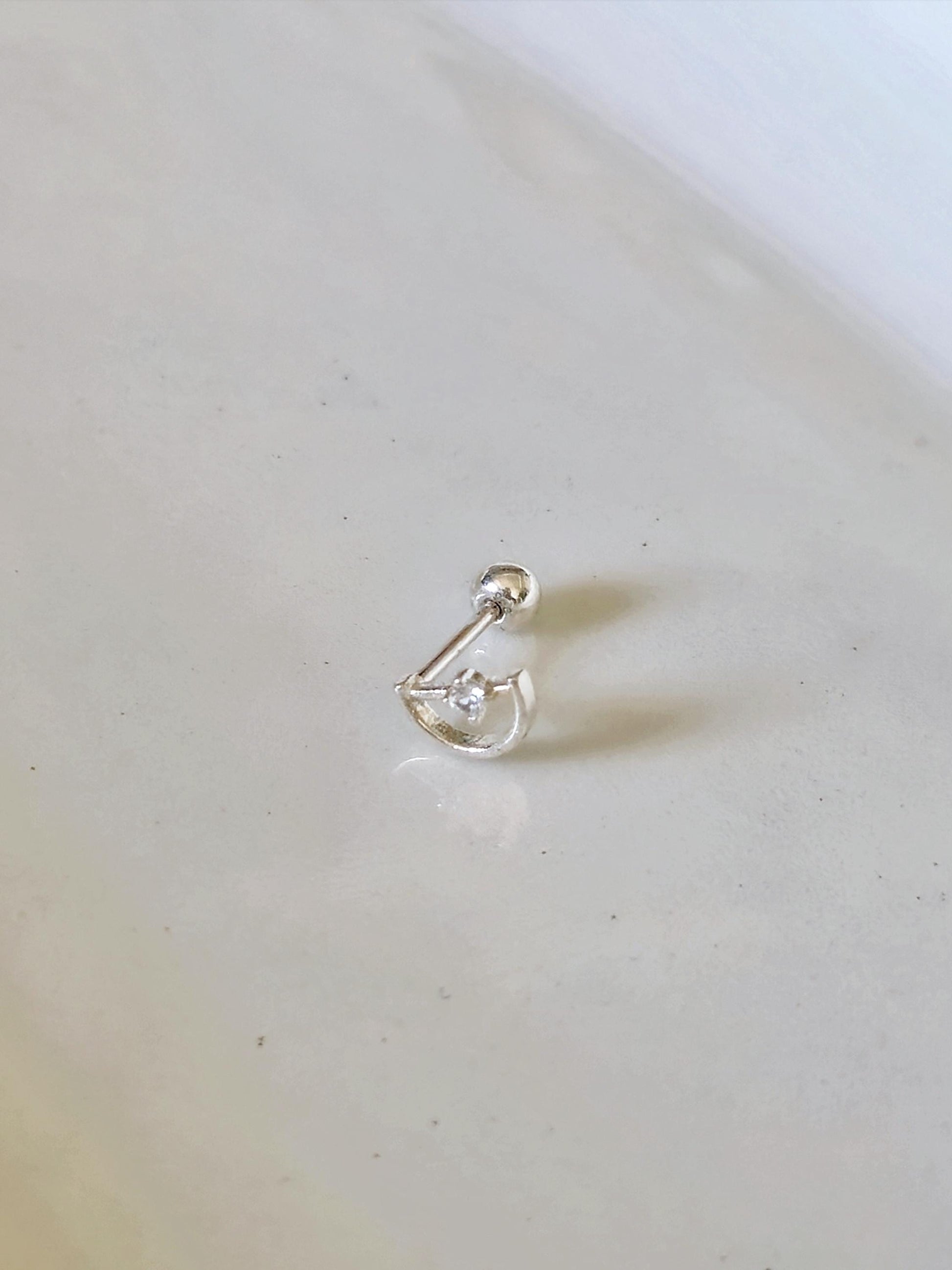 half moon cubic piercing. sterling silver 925 piercing.