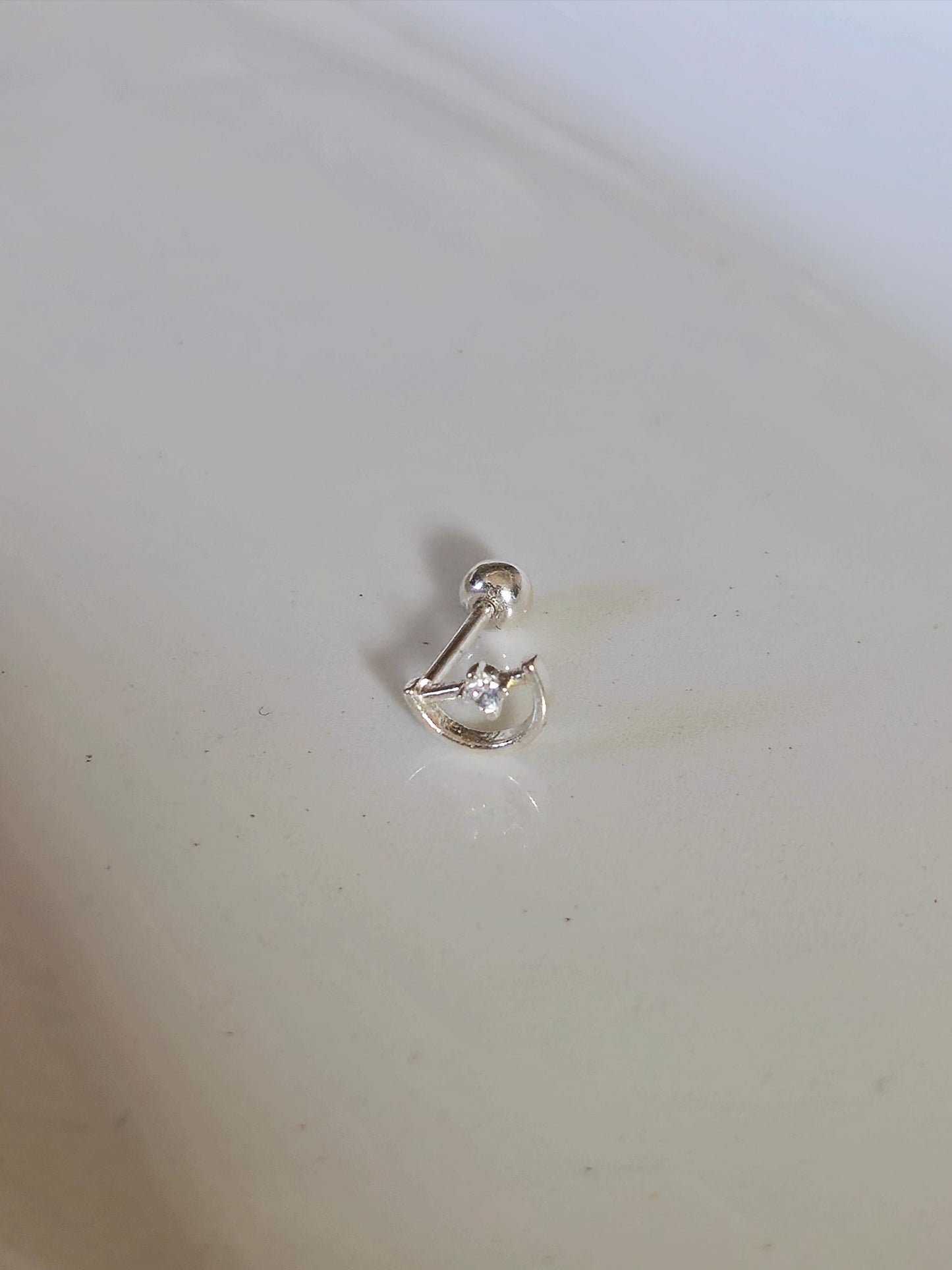 half moon cubic piercing. sterling silver 925 piercing.