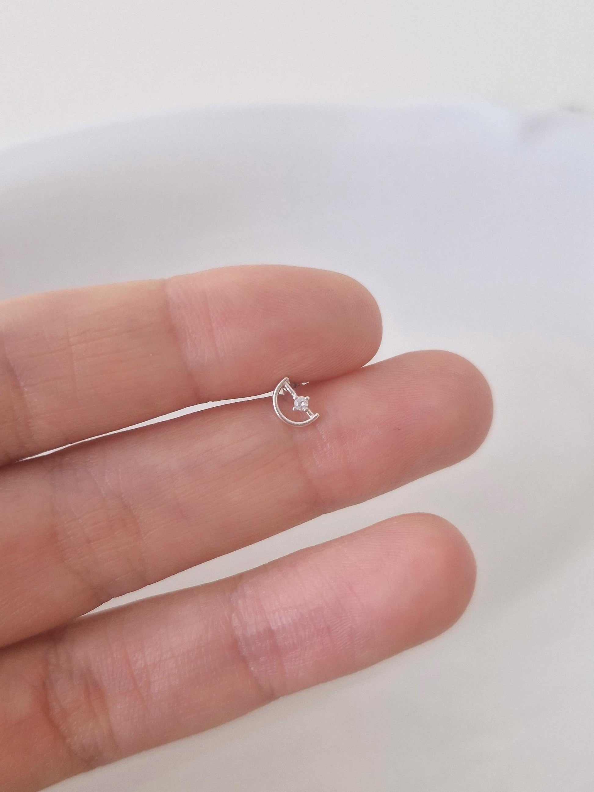 half moon cubic piercing. sterling silver 925 piercing.