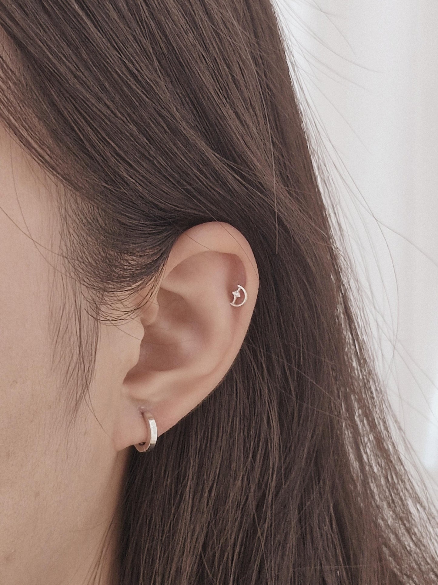 half moon cubic piercing. sterling silver 925 piercing.