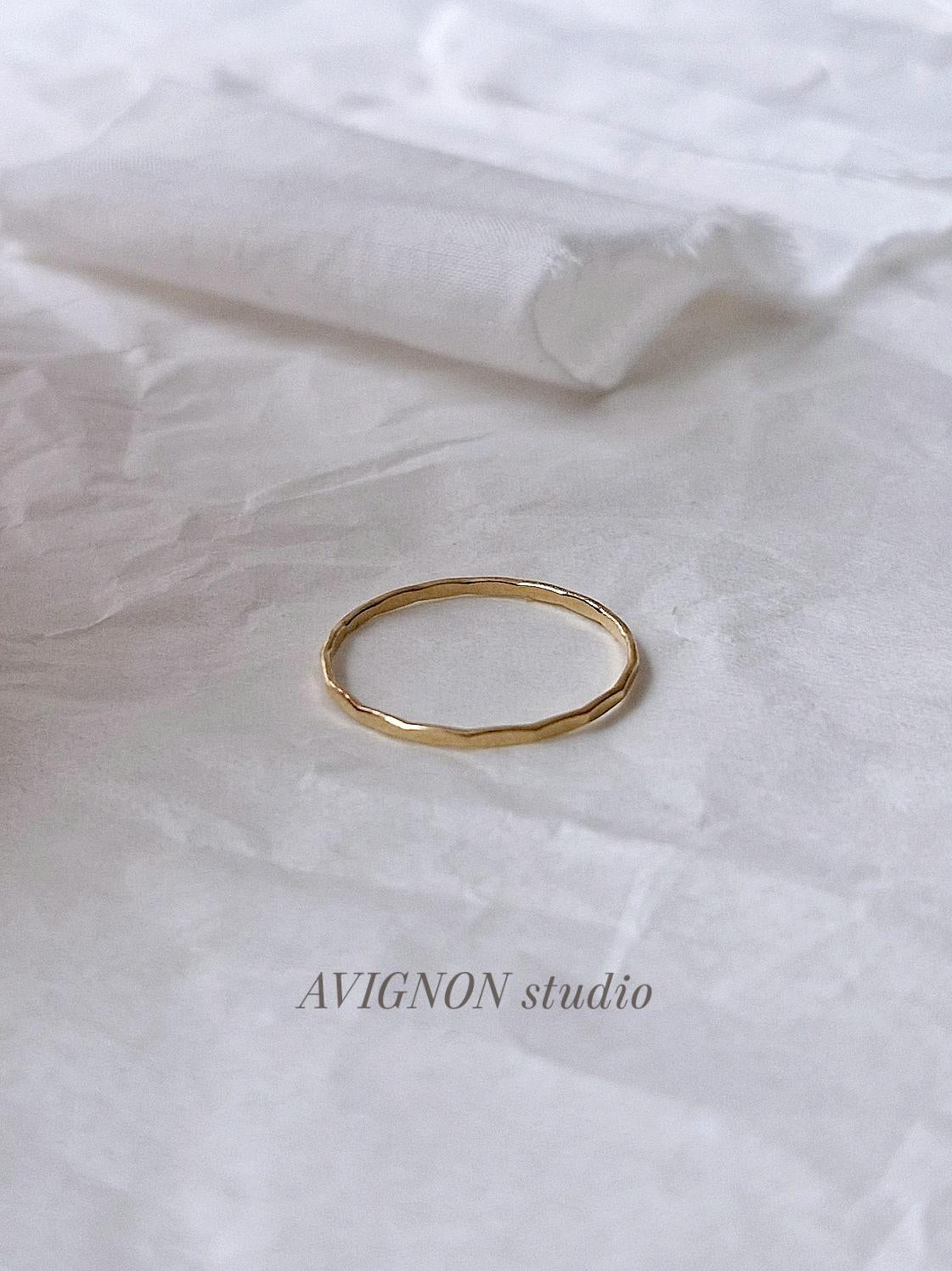 hammered goldfilled ring. stakable hammered ring.