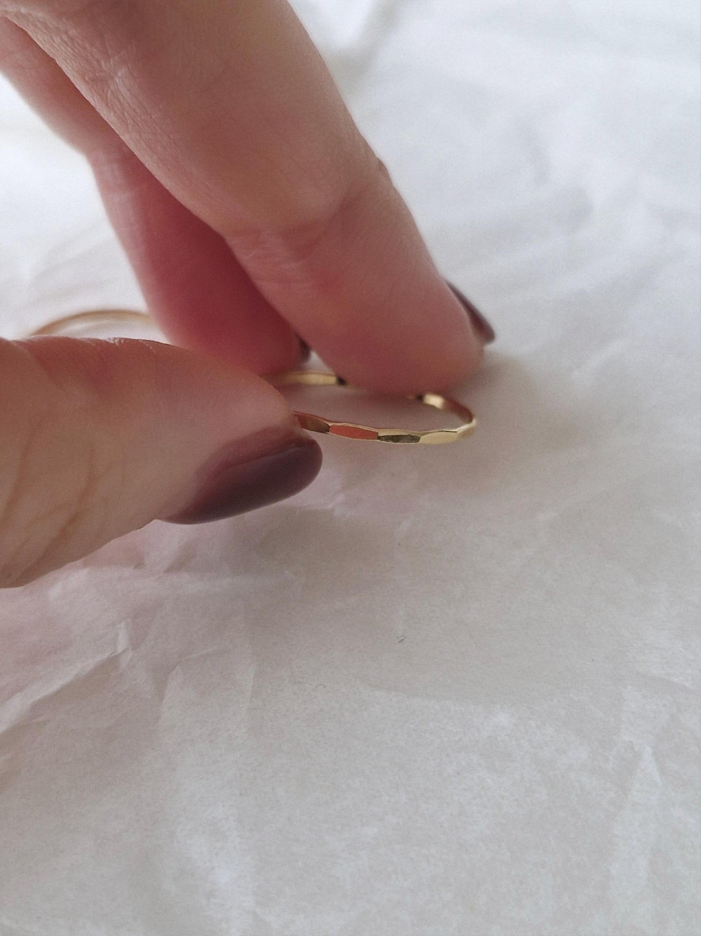 hammered goldfilled ring. stakable hammered ring.
