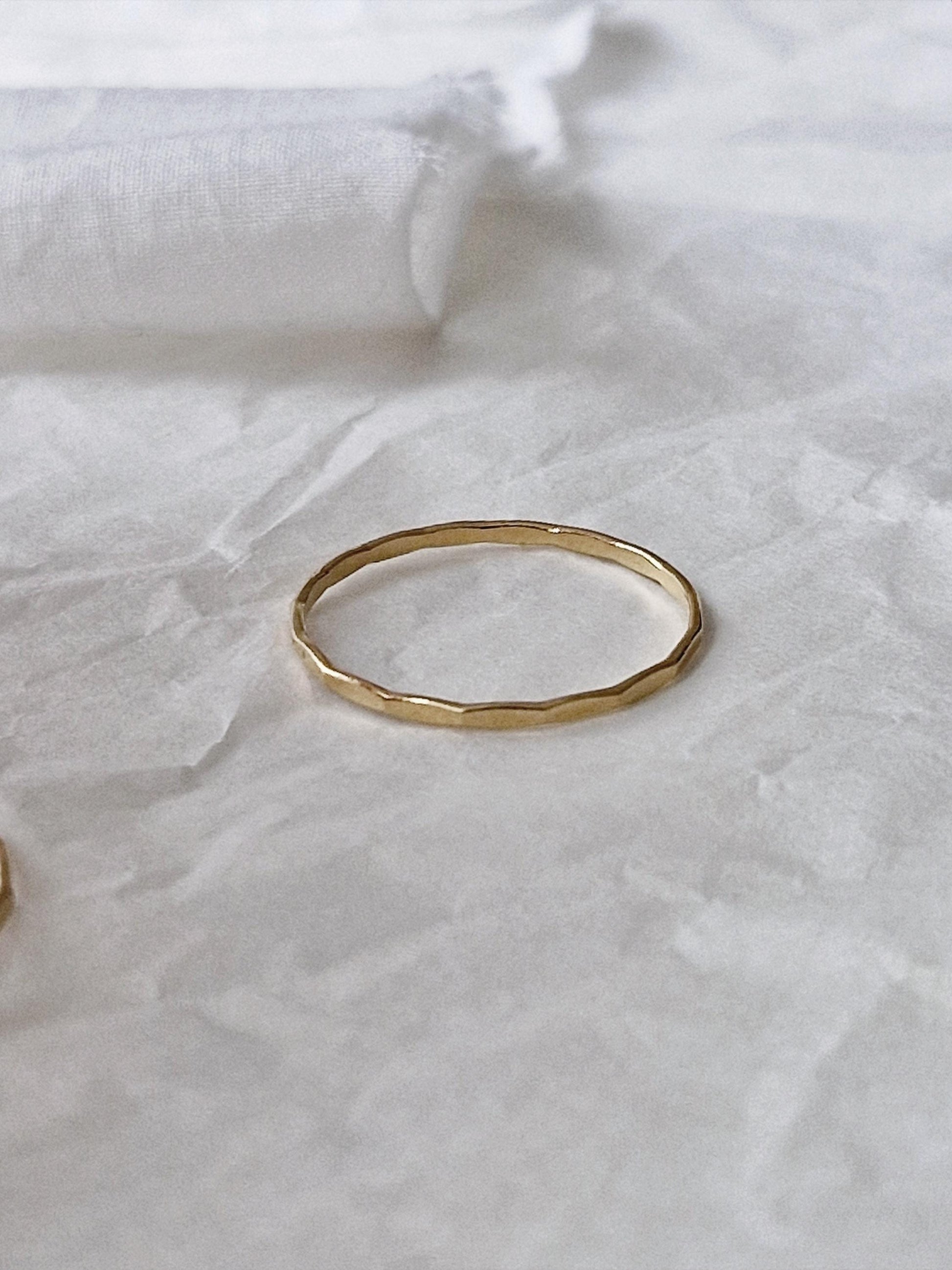 hammered goldfilled ring. stakable hammered ring.