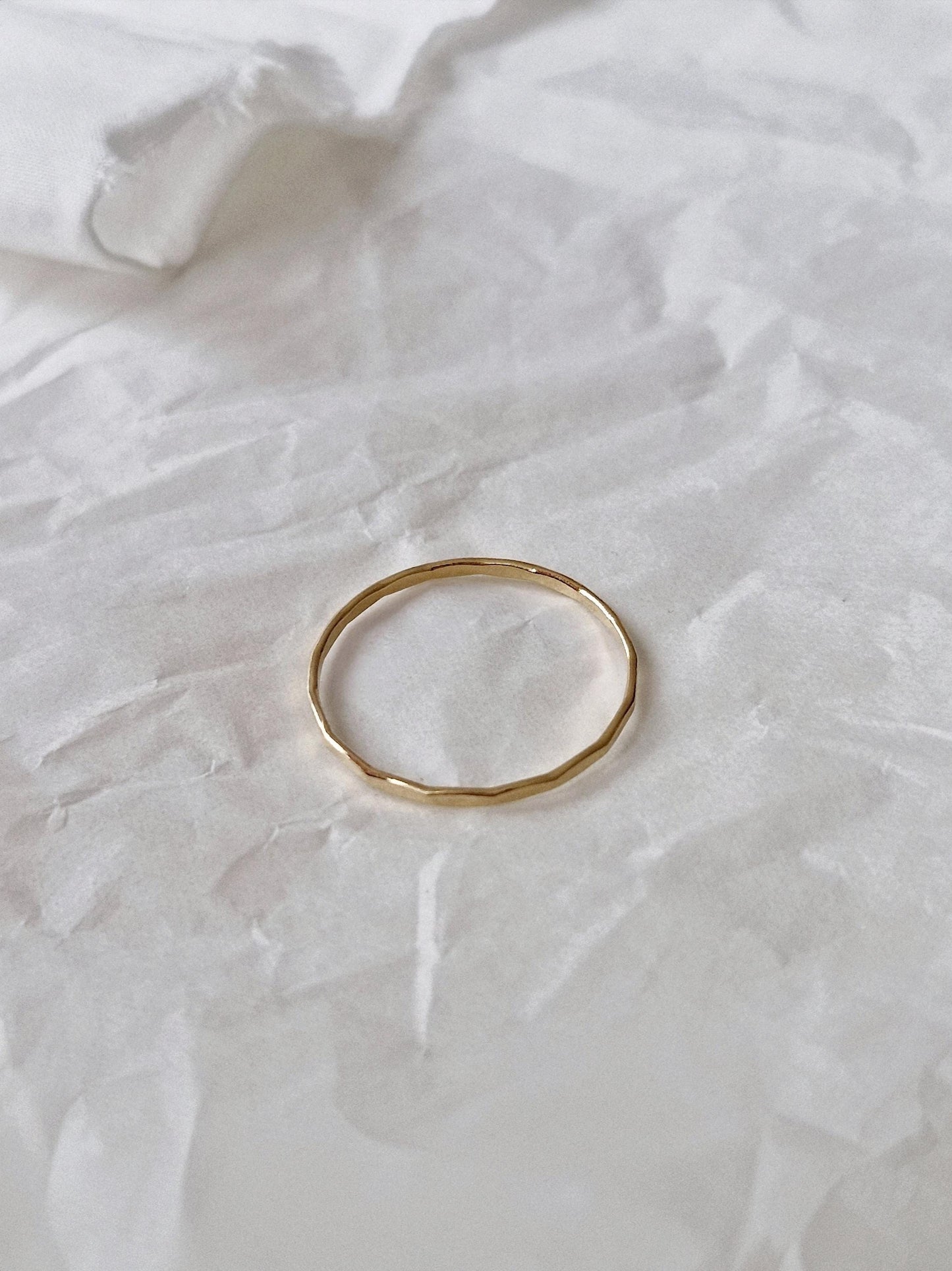 hammered goldfilled ring. stakable hammered ring.