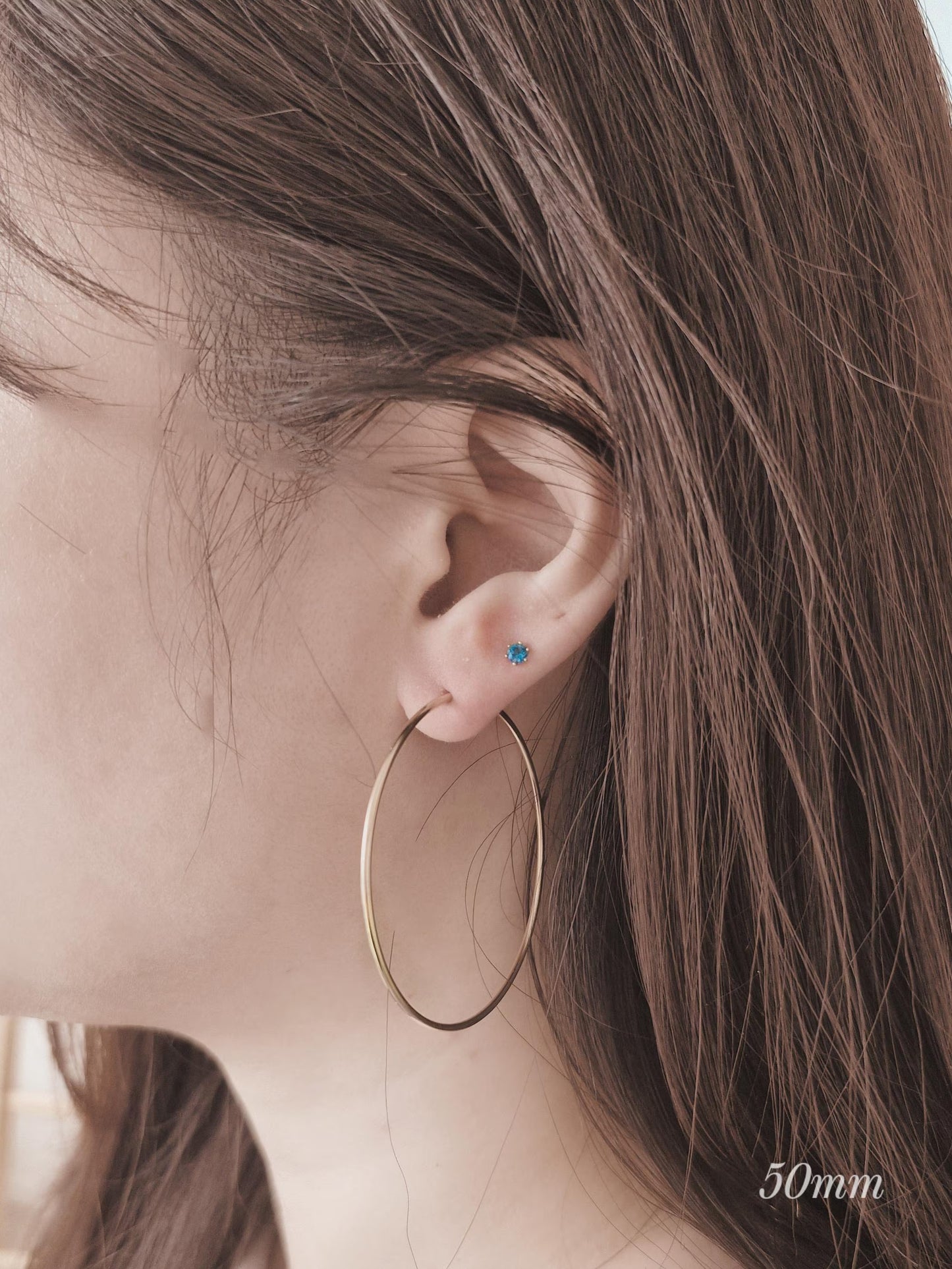 1.5mm gold filled hoop earring. lightweight pipe hoop earrings. endless hoop gold filled.