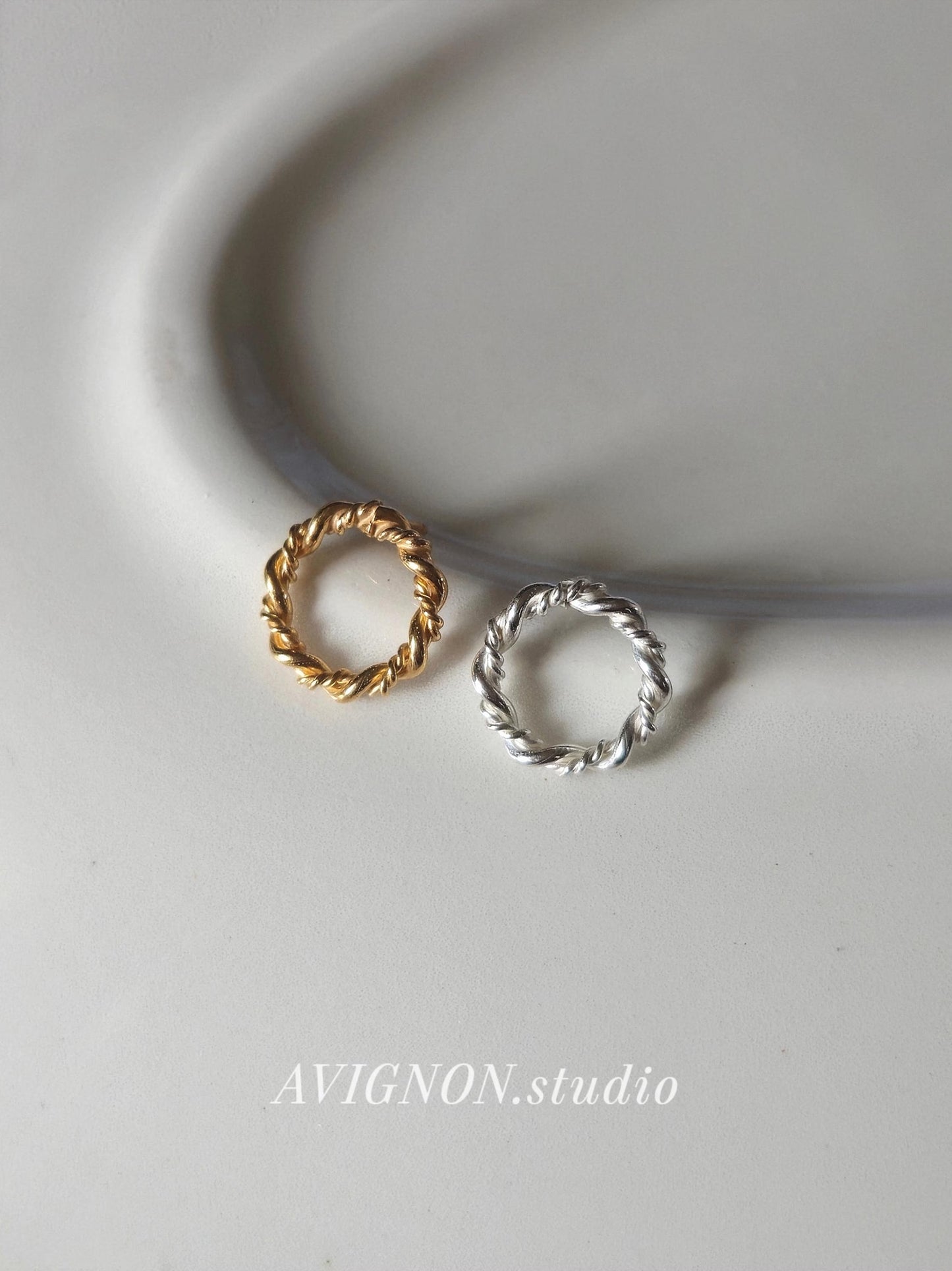 Twisted Rope Circle Stud. sterling silver 925 screwball piercing.