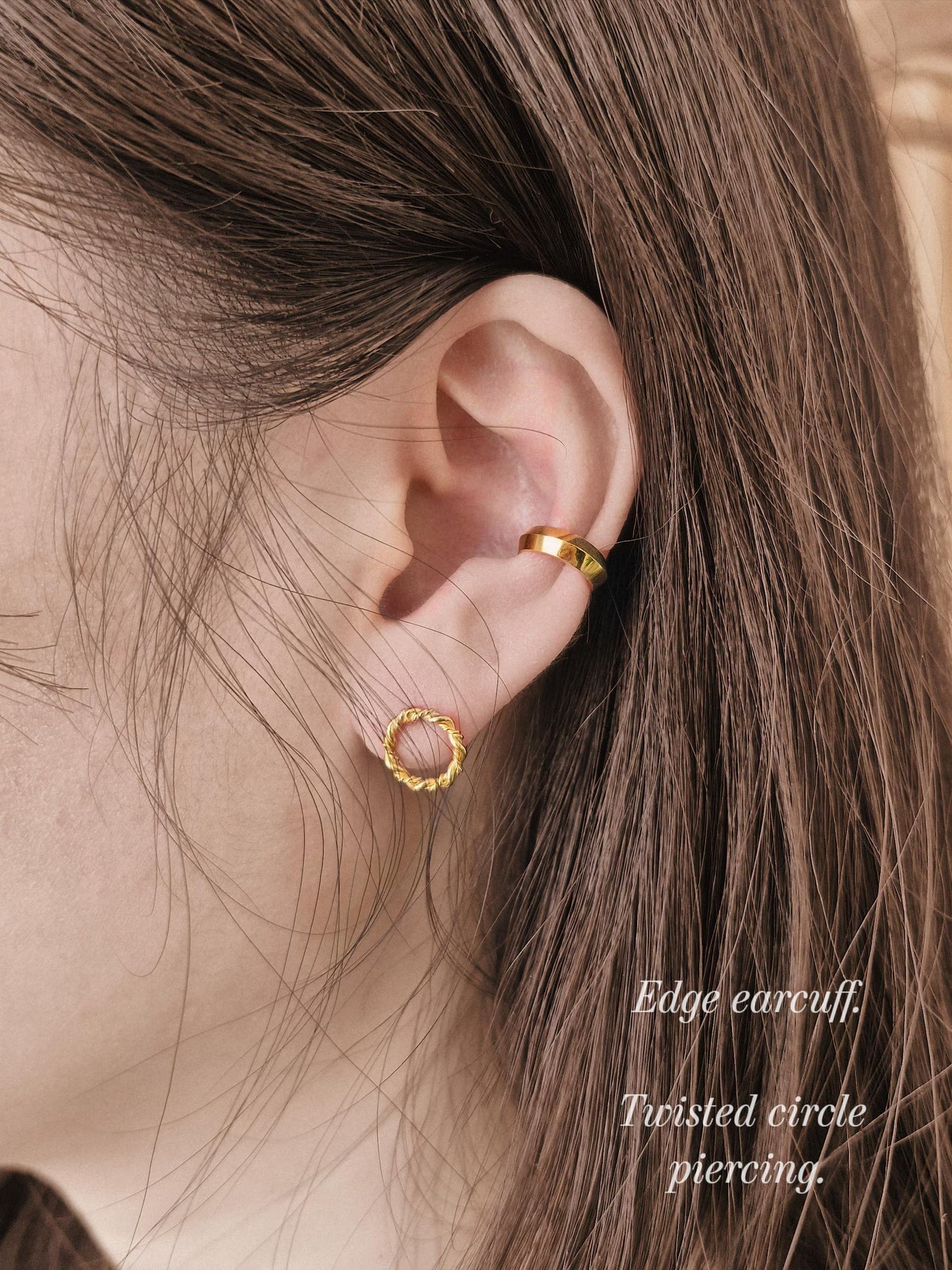 Twisted Rope Circle Stud. sterling silver 925 screwball piercing.