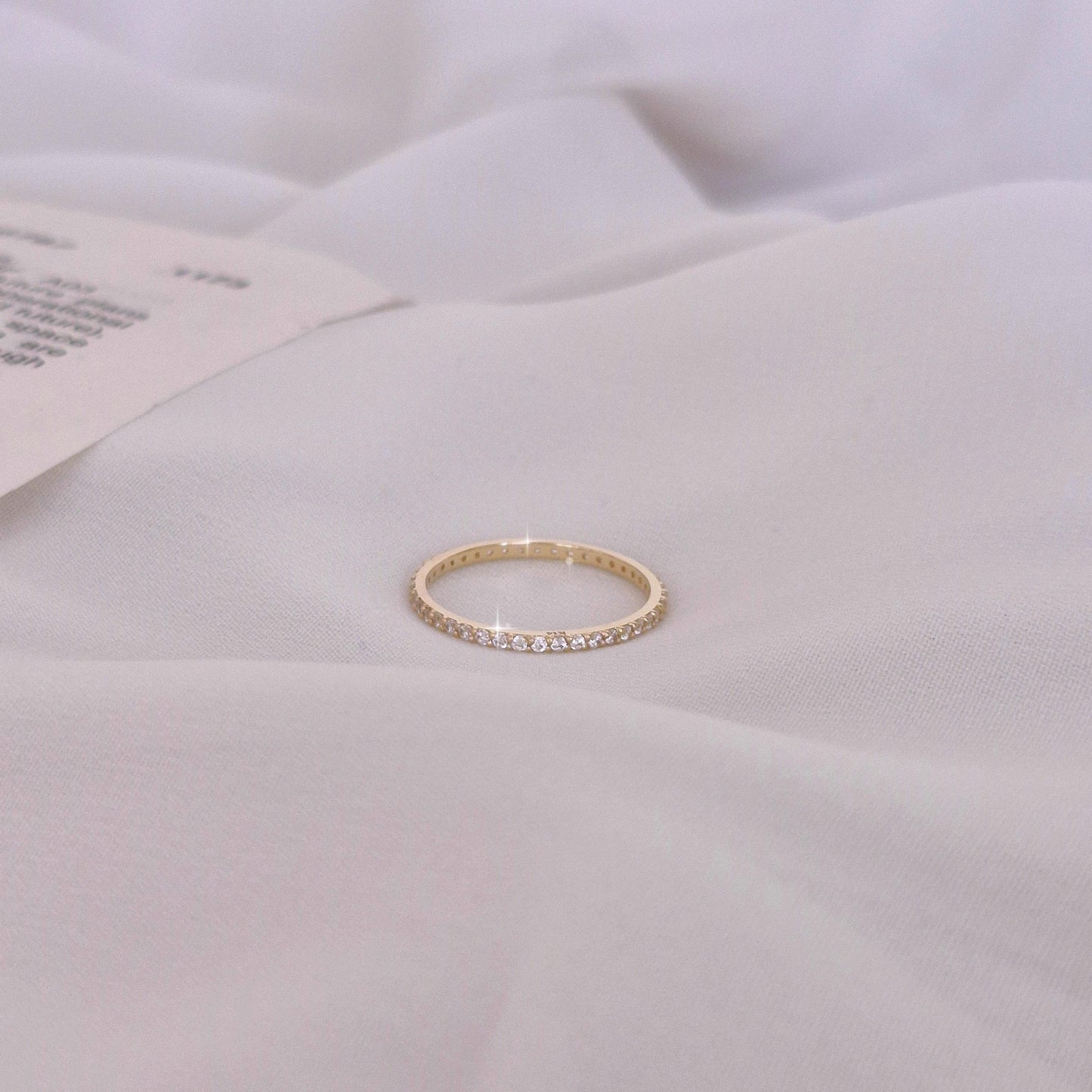 14k delicate cubic band ring. gift. solid 14k ring. stacktable ring.micro peve ring. Eternity ring. propose ring. wedding ring.
