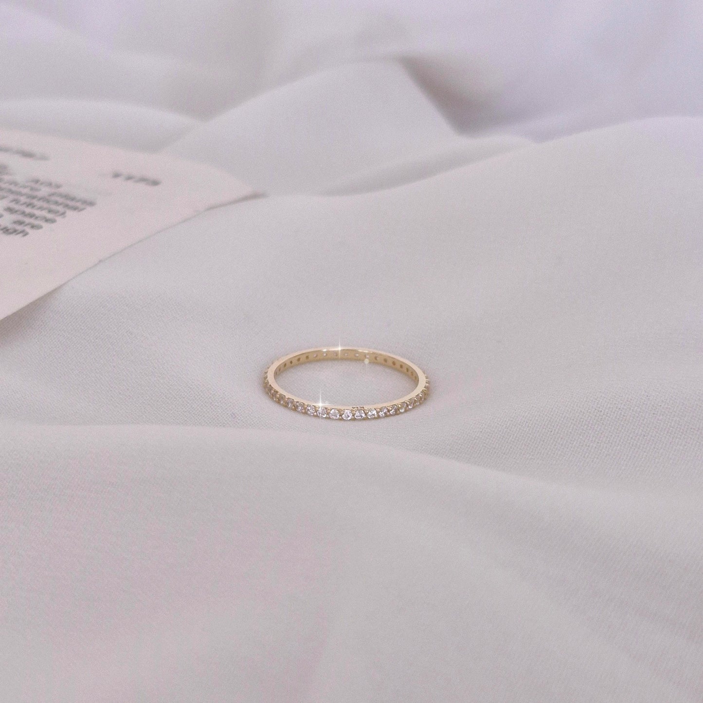 14k delicate cubic band ring. gift. solid 14k ring. stacktable ring.micro peve ring. Eternity ring. propose ring. wedding ring.
